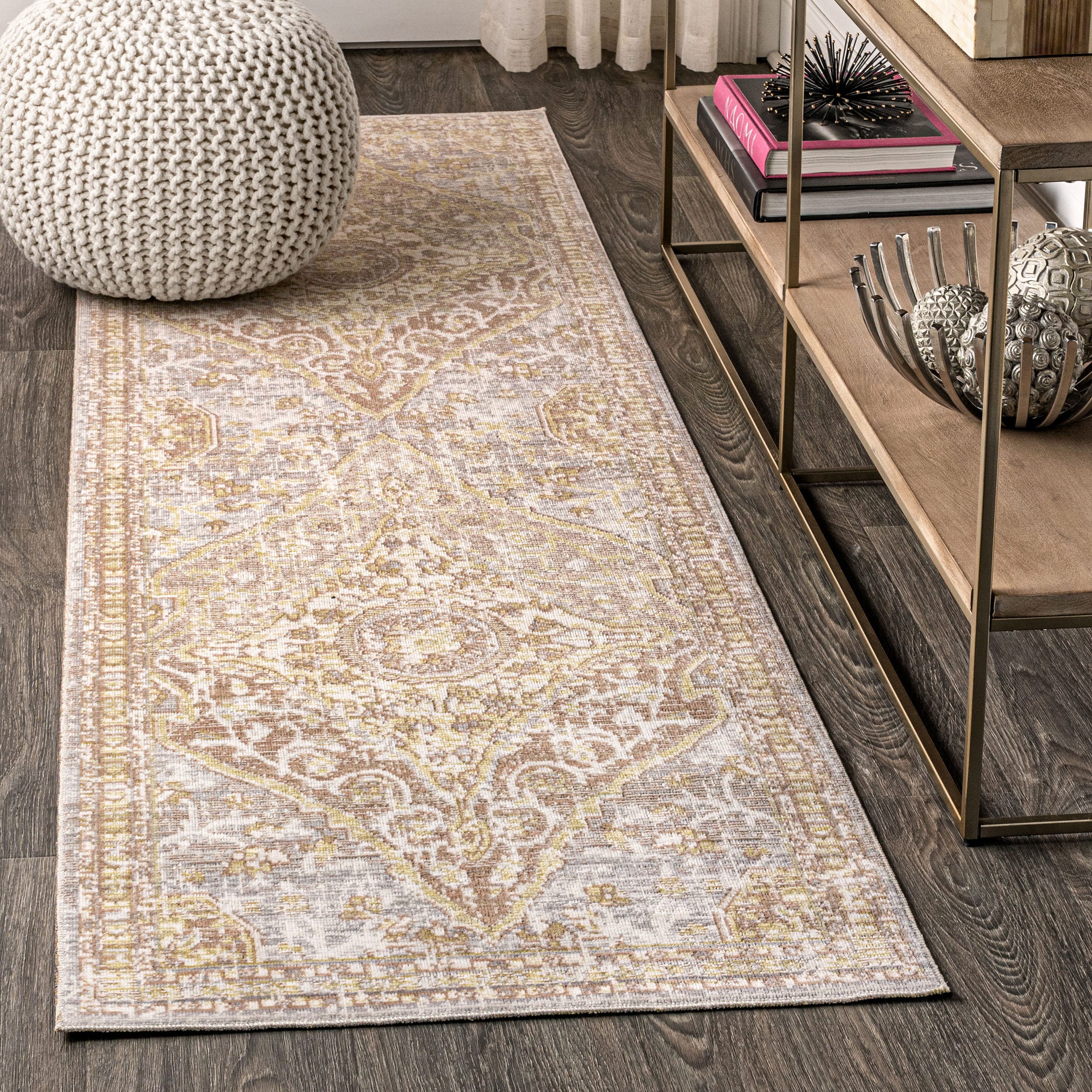 JONATHAN  Y MDP307A-28 MODERN PERSIAN Petras 2 x 8 (ft) Loomed Polyester Gray/Brown Rectangular Indoor Medallion Persian Runner rug