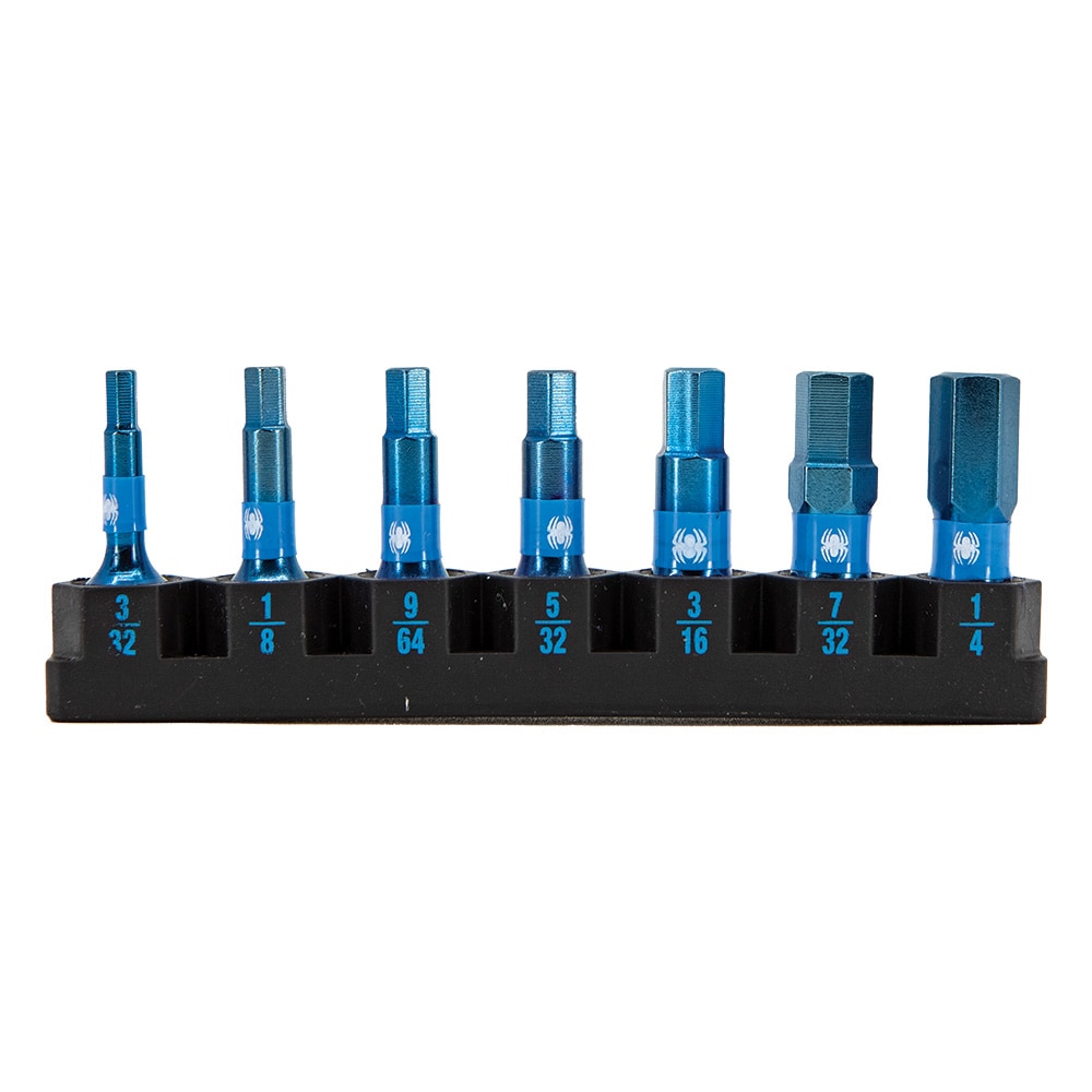 Spyder 19065 Mach-Blue 1/4-in x 1-in Impact Driver Bit Set 7 -Piece