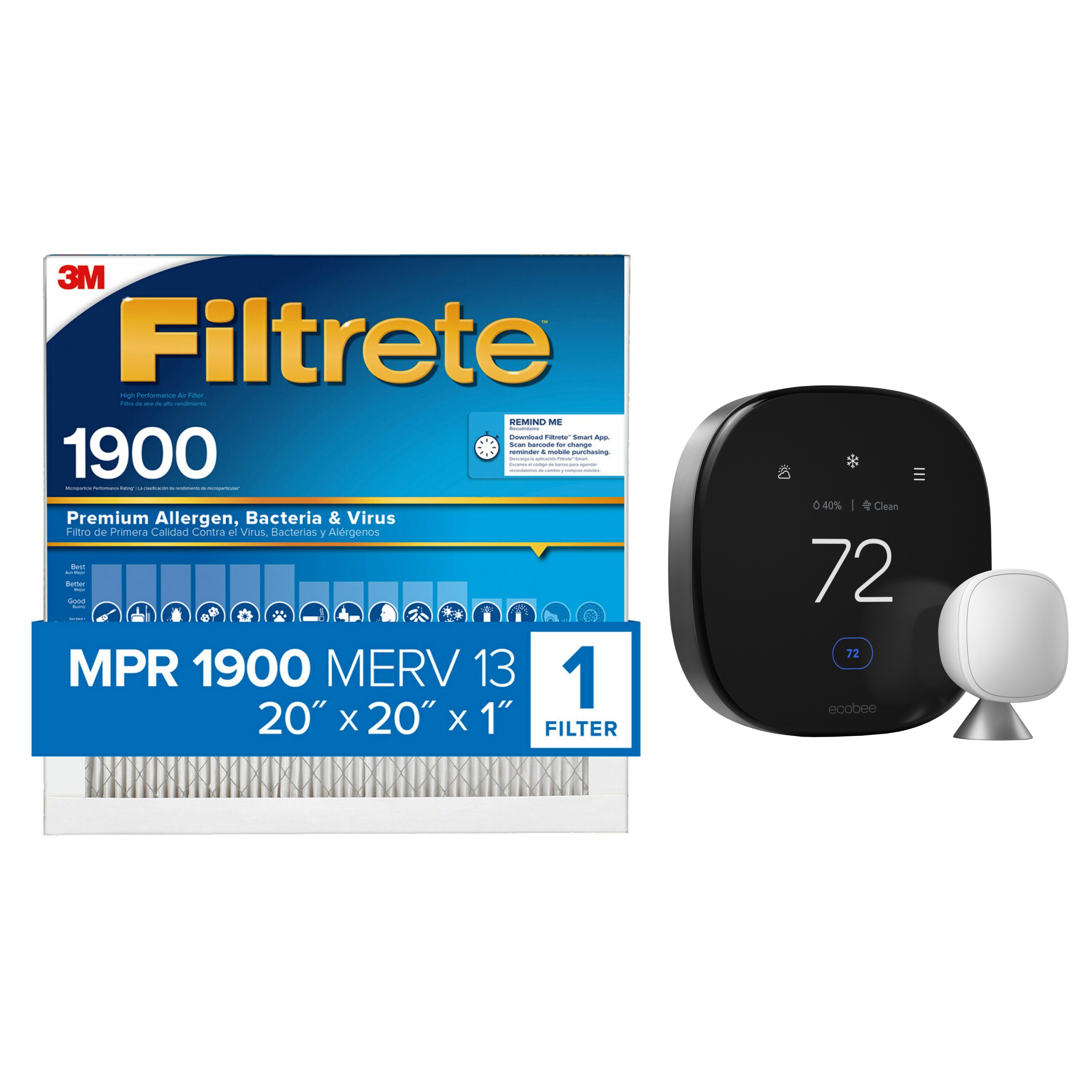 ecobee Smart Thermostat Premium Black Thermostat and Room Sensor with Wi-Fi  Compatibility in the Smart Thermostats department at