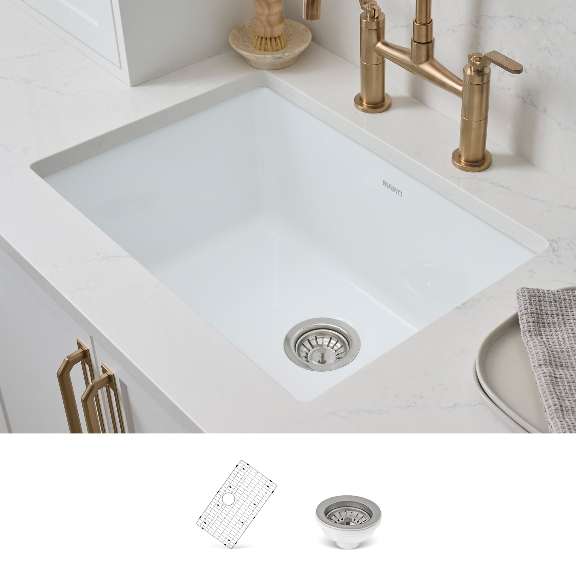 Ruvati RVL2707WH Fiamma Dual-mount 26.5-in x 19-in Fireclay Single bowl Kitchen Sink