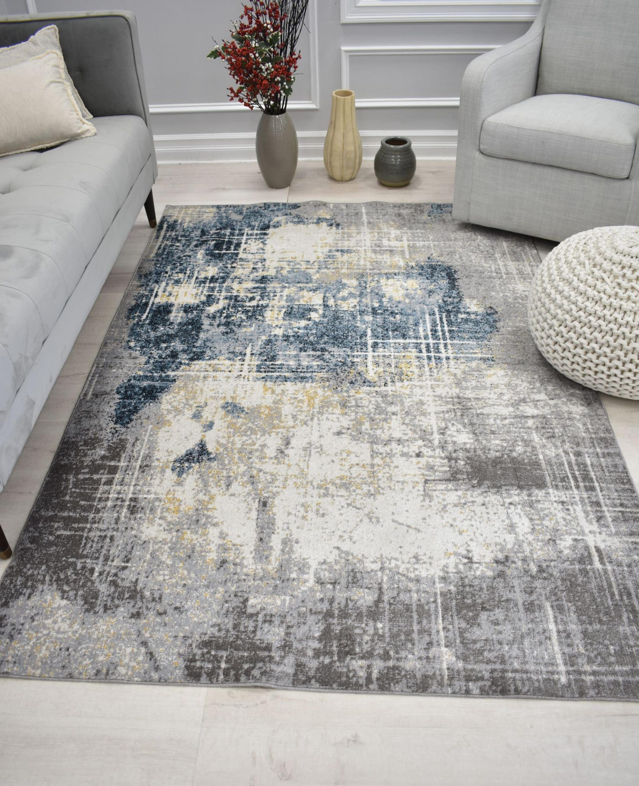 Rugs America 31669 Jada 2 x 4 (ft) Loomed Polyester Silent Night Rectangular Indoor Distressed/Overdyed Area rug