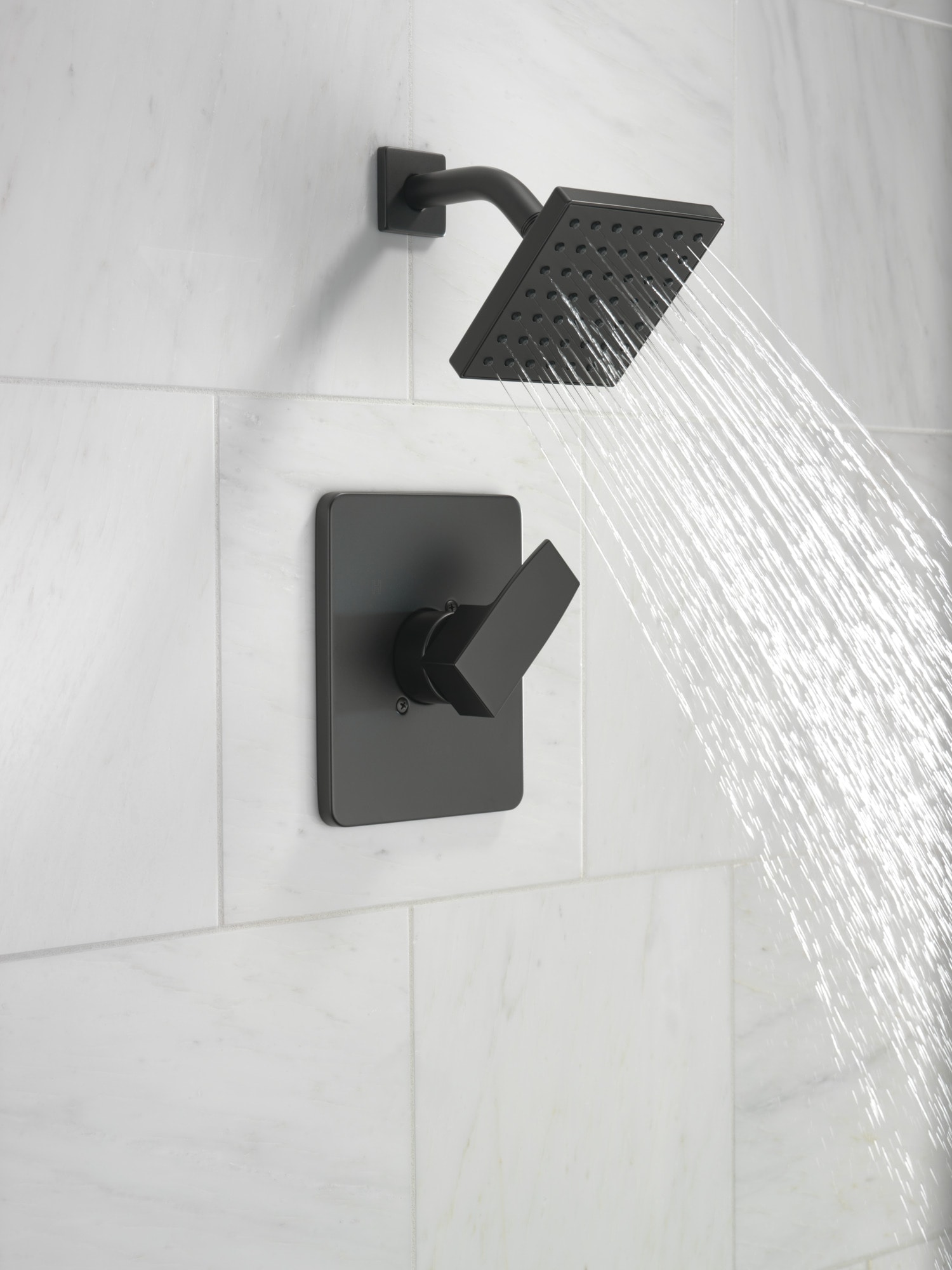 Shower Set 14 Rectangular Ceiling Shower Head with Hand Shower Matte Black