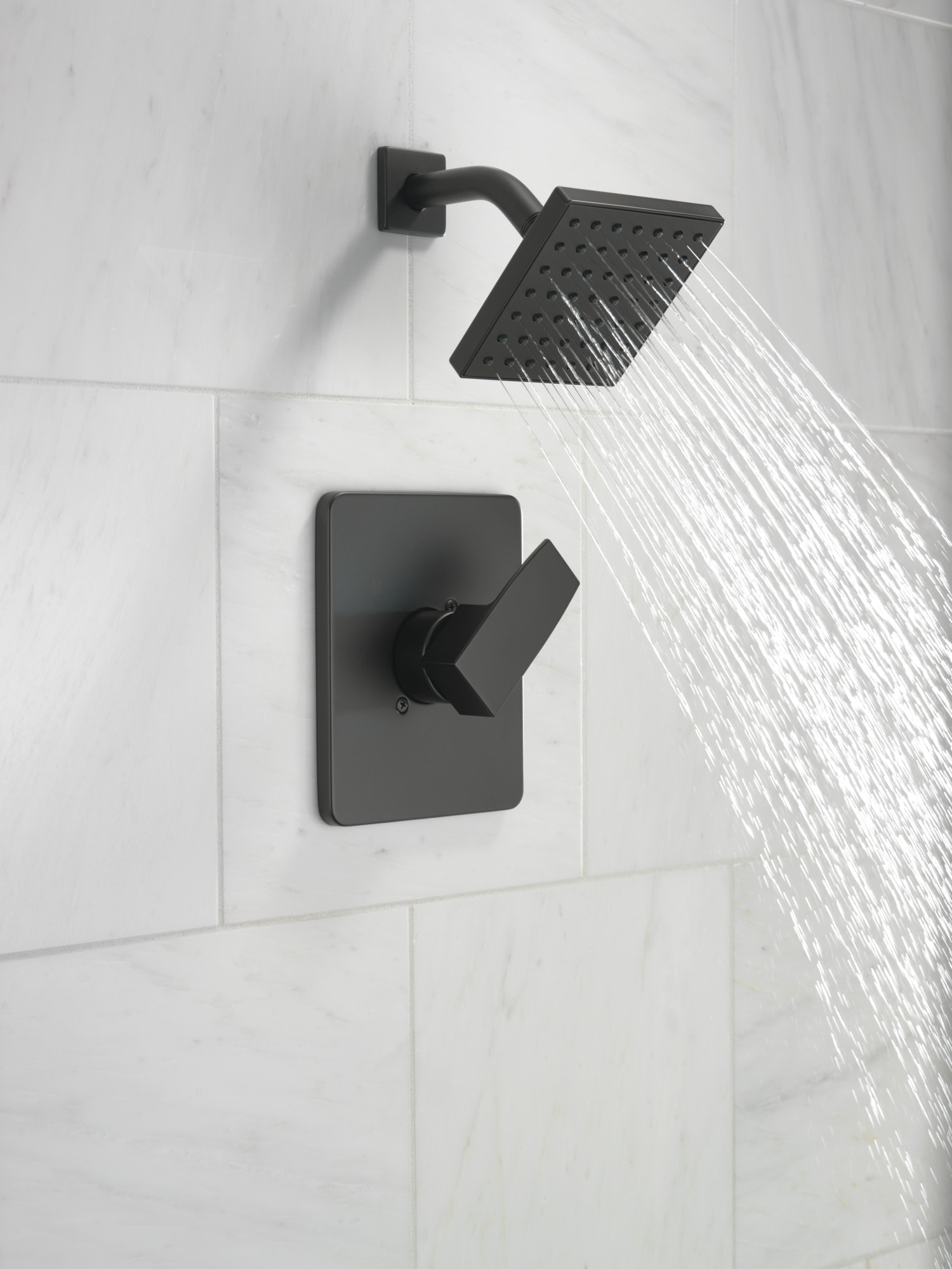 Delta Modern Matte Black 1-handle Single Function Square Shower Faucet 