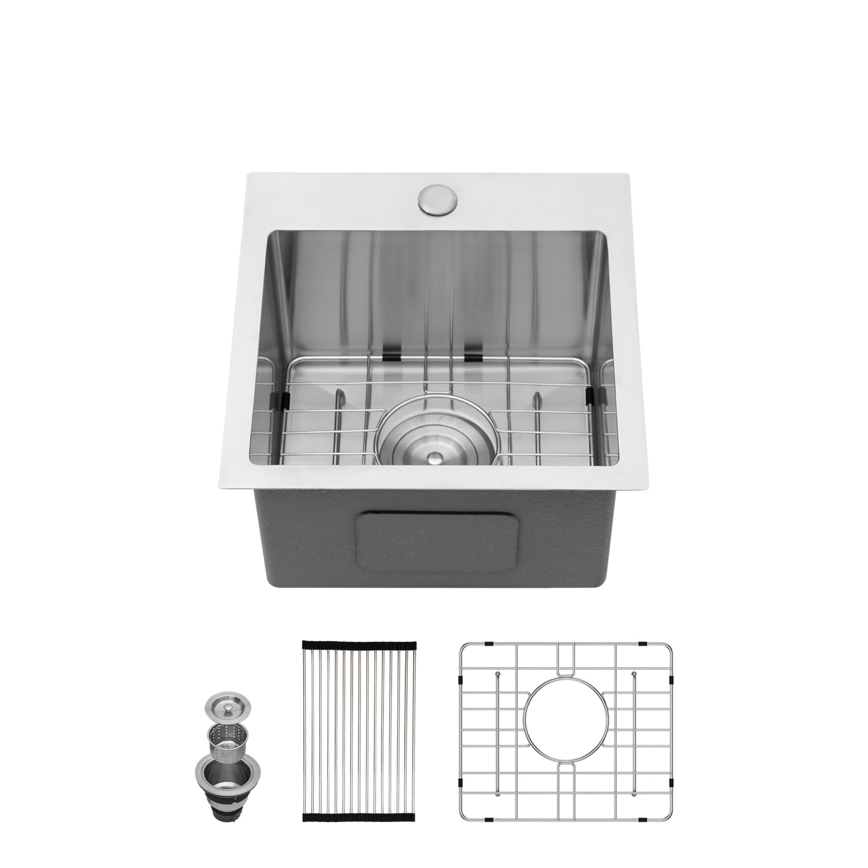 LIVIZA TLY-SS142551 SS Drop-in 15-in x 15-in Stainless steel Single bowl 16 -Gauge Kitchen Sink