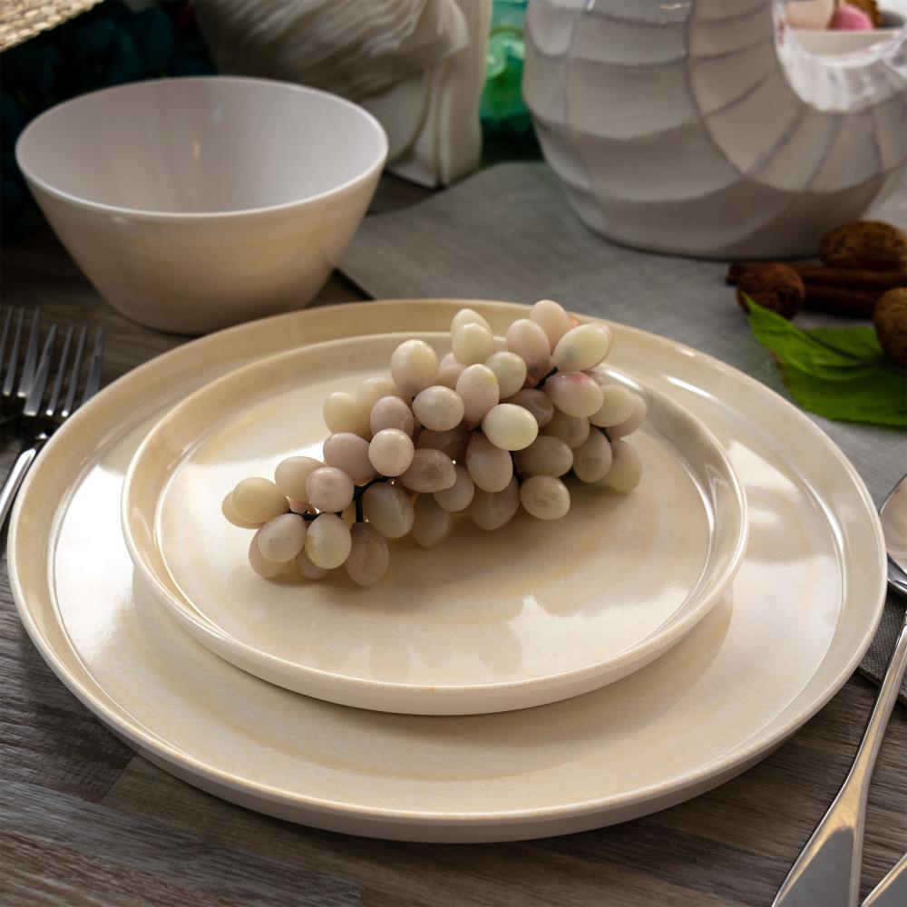 Cream Melamine 12-Piece Outdoor Dinnerware Set