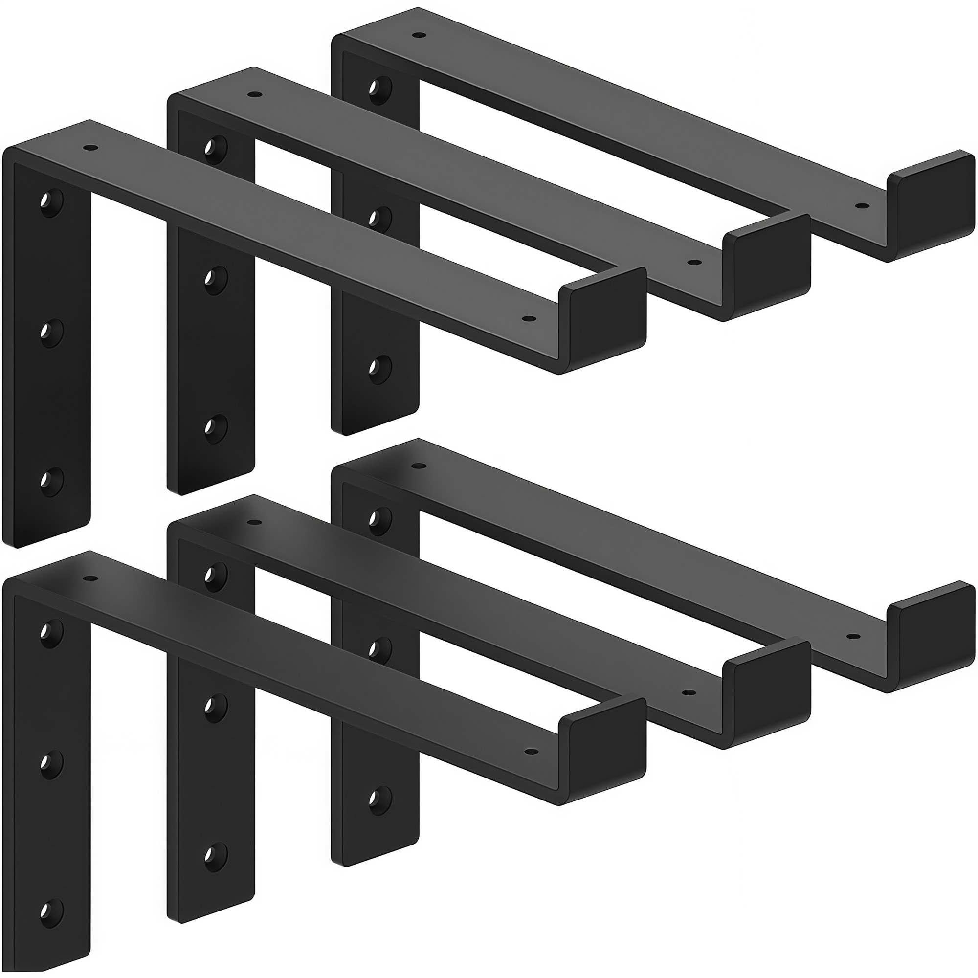 Numhew 11.25in L 6-Pack Lip Black Shelf Brackets