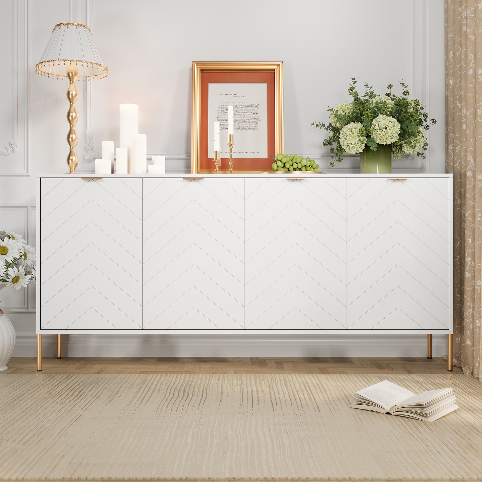 Clihome Four-Door Cabinet White Accent Chest in the Accent Cabinets ...