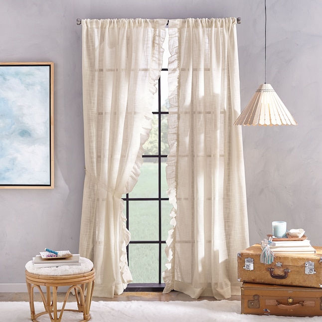 CHF 108-in Linen Sheer Rod Pocket Single Curtain Panel in the Curtains ...
