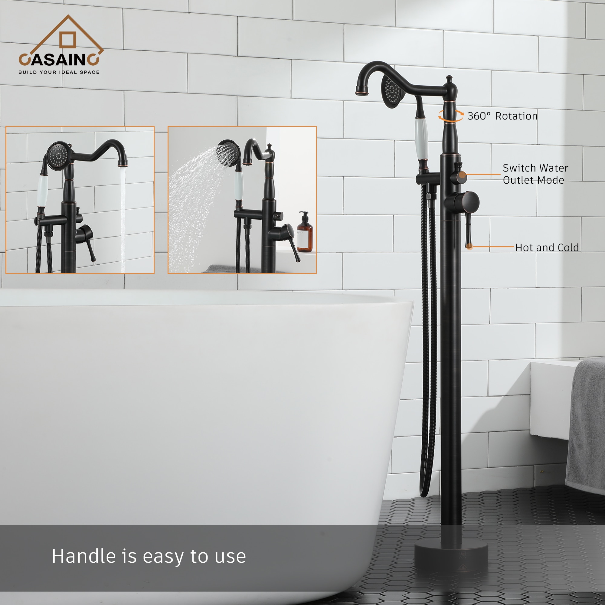 CASAINC TC01-ORB Roman-Tub-Faucets - View #7