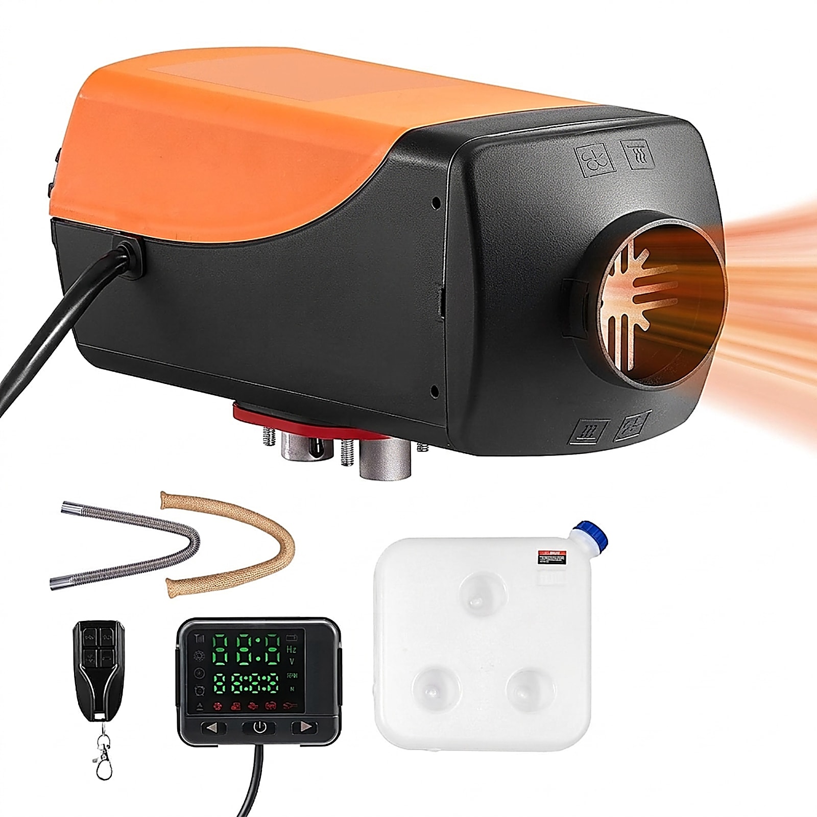 GIVIMO 8-kW 12-V/24-V Diesel Air Heater with 10-L Tank Color Display and 98-ft Remote