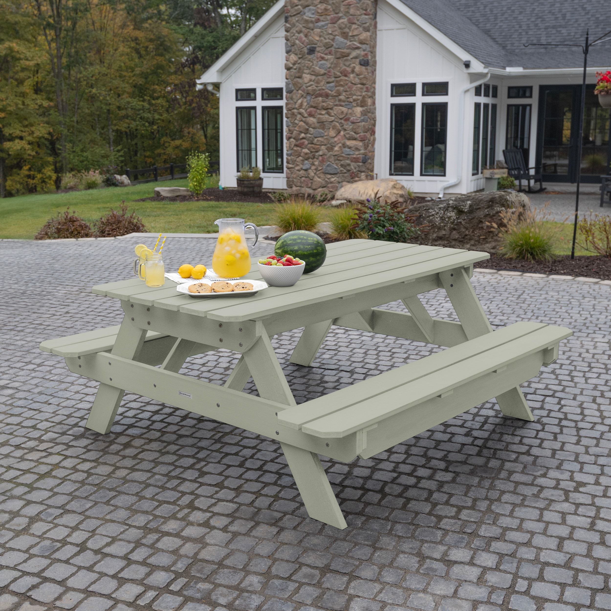 highwood AD-TBL-HI02-EUC 71.6-in Green Recycled plastic Rectangle Picnic Table