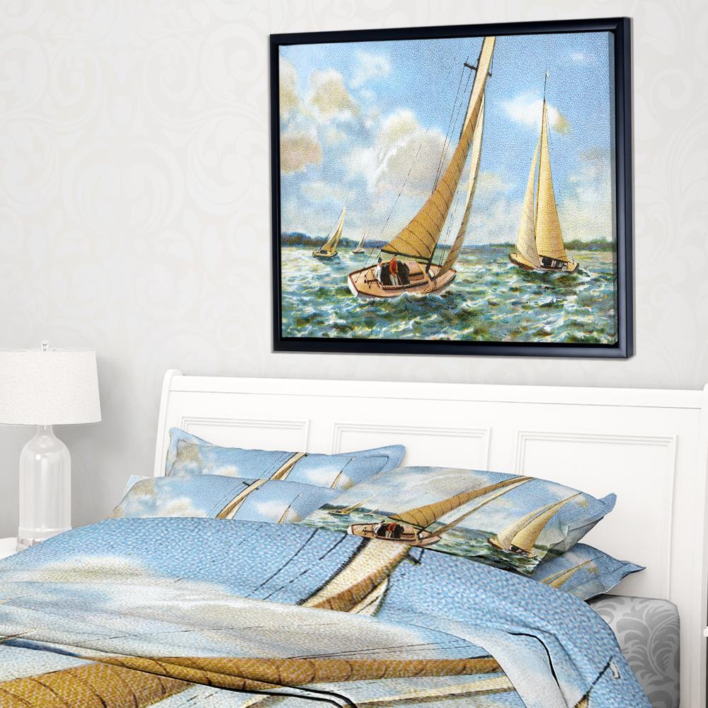 Designart Wood Floater Frame 30-in H x 62-in W Coastal Print on Canvas ...