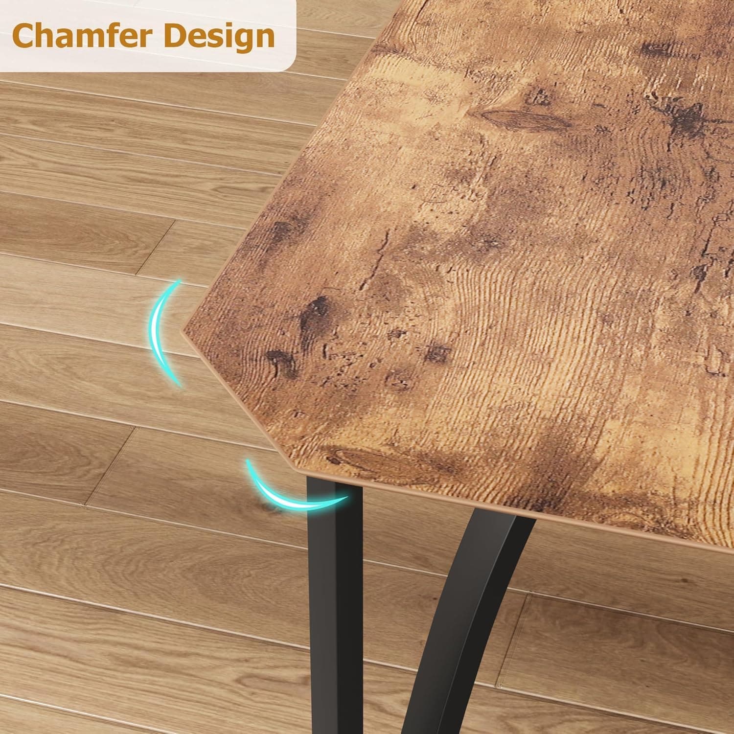 Garvee 5 Pcs Dining Table Set for 4 Chamfer Edge MDF Table with 4 PU ...