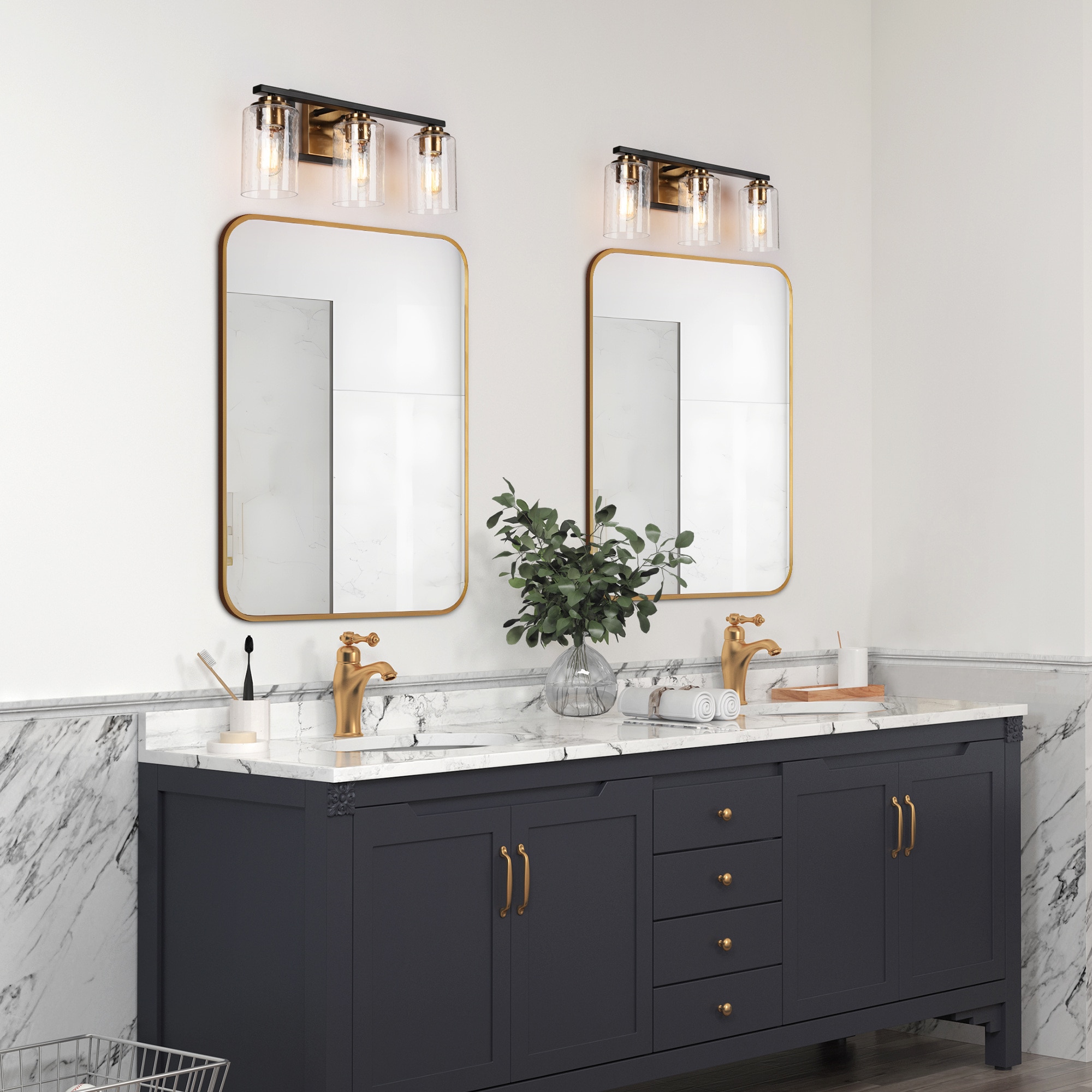 ZEVNI Rythorl 28-in 3-Light Matte Black LED Modern/Contemporary Vanity ...