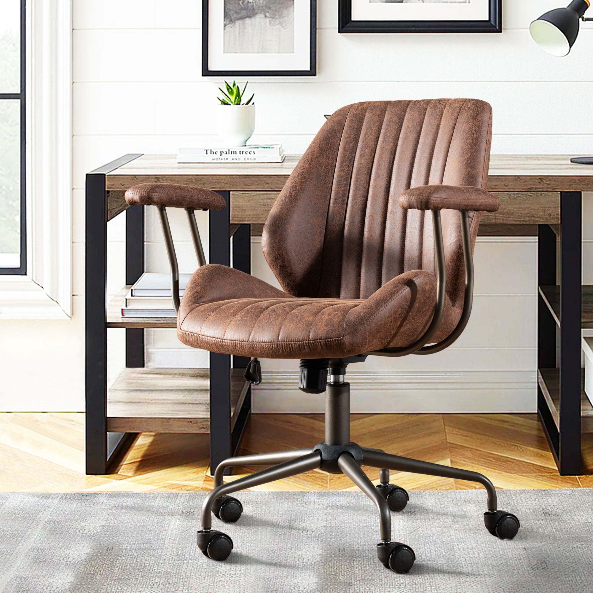 weaxty HMBLEASKL300 Tetra Dark Brown Contemporary Ergonomic Adjustable Height Swivel Fabric Desk Chair