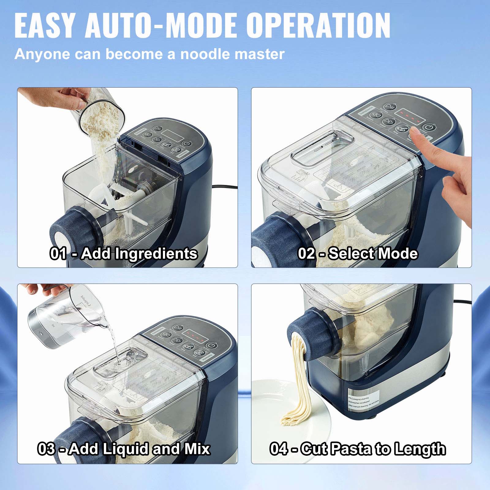 Stainless Steel Electric Pasta Maker with Adjustable Thickness Settings