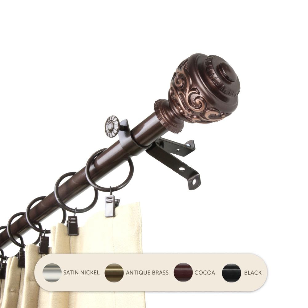 Hart & Harlow L4889-667 13/16-in Gianna 66-in to 120-in Cocoa Steel Single curtain rod with Finials