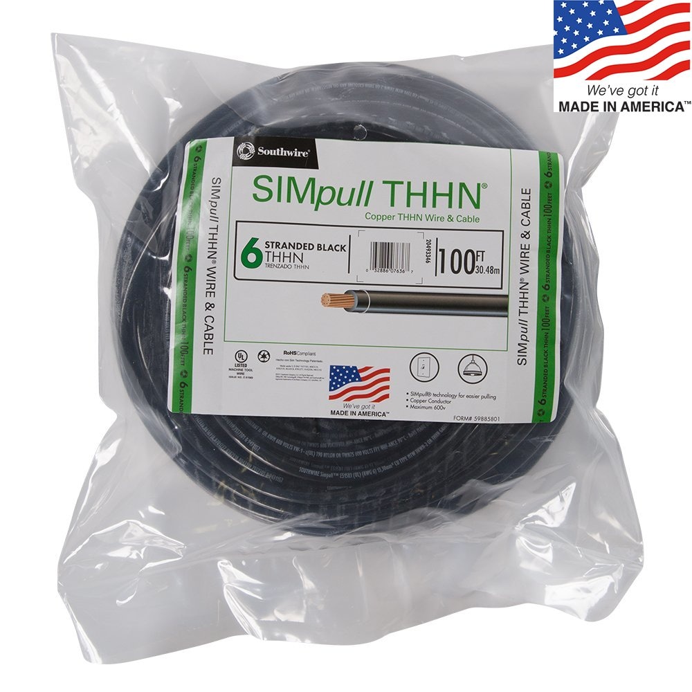 100 6 AWG GREEN 100' EA THHN THWN 6 AWG GAUGE BLACK WHITE RED COPPER WIRE 