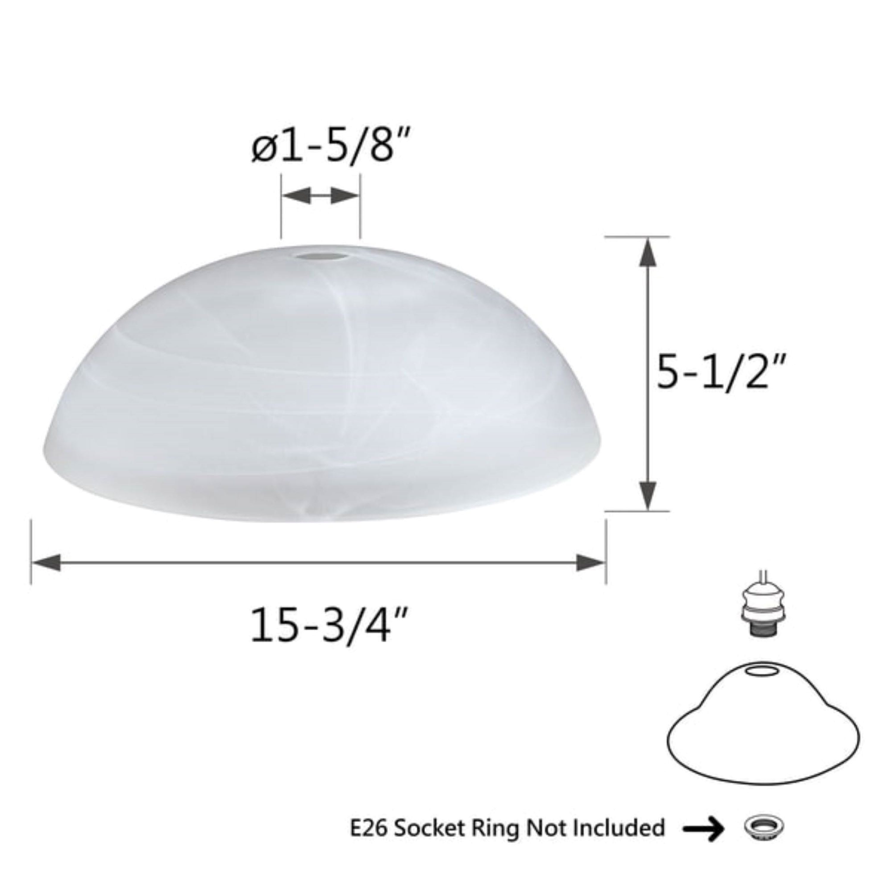 Alabaster Glass Torchiere Swag Pendant Shade 15.75"