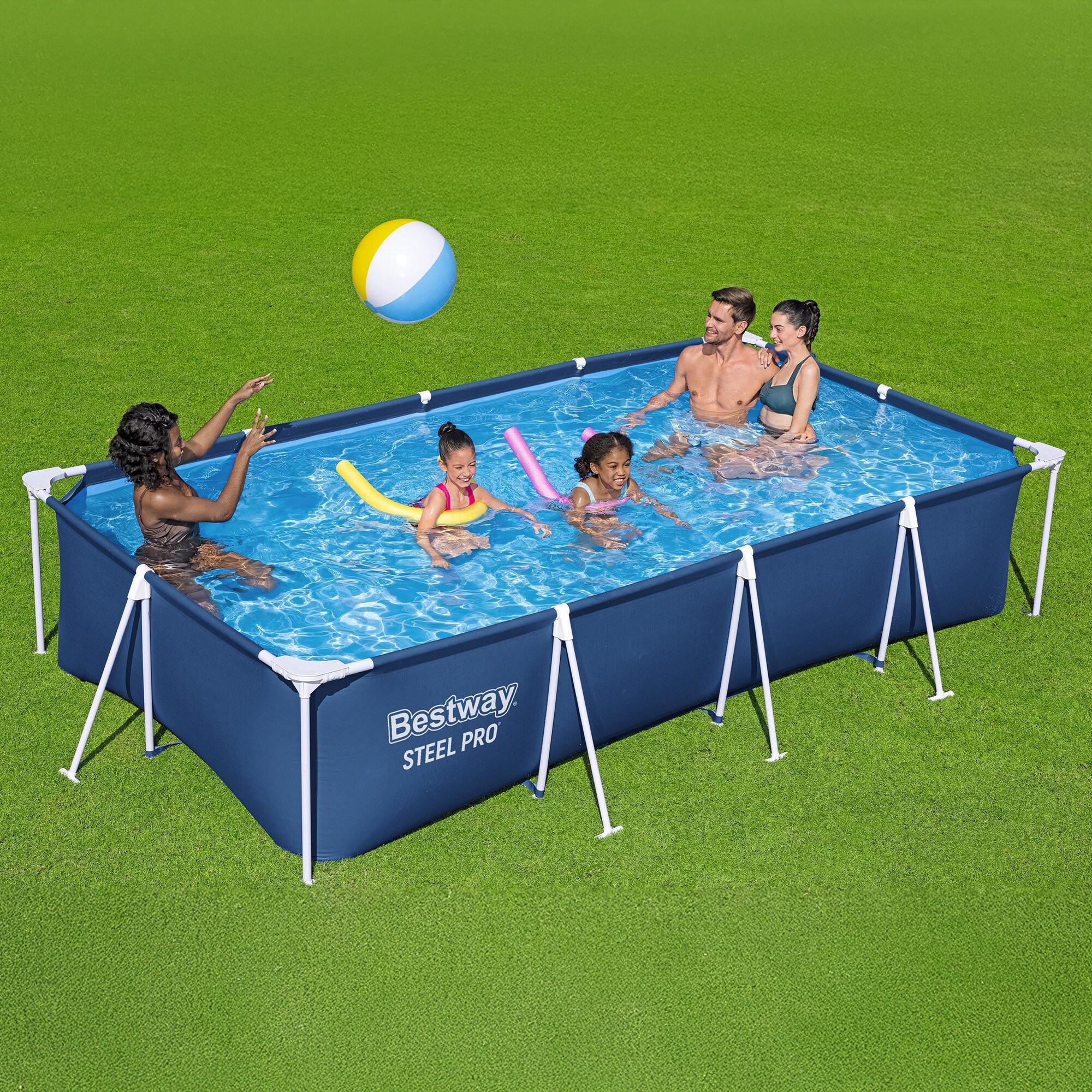 Bestway 13.12-Feet x 6.92-Feet x 31.89-Inches Steel wall panels Rectangle Above-Ground Pool with Filter Pump