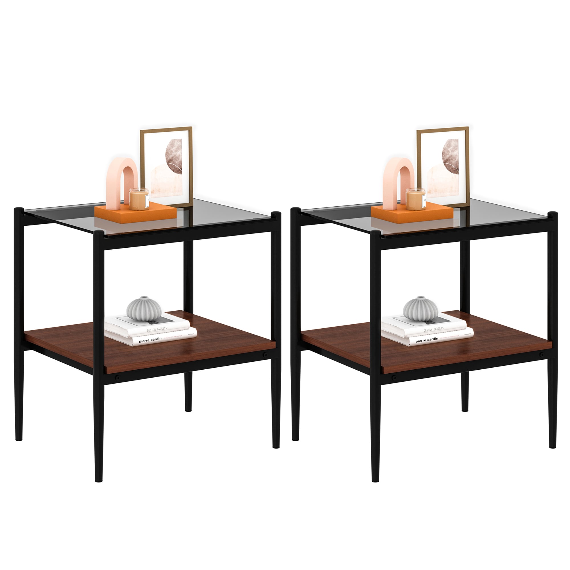 Maocao Hoom JLP184249 15.35-in W x 21.14-in H Multicolor Glass Rectangular Casual End Table Assembly Required