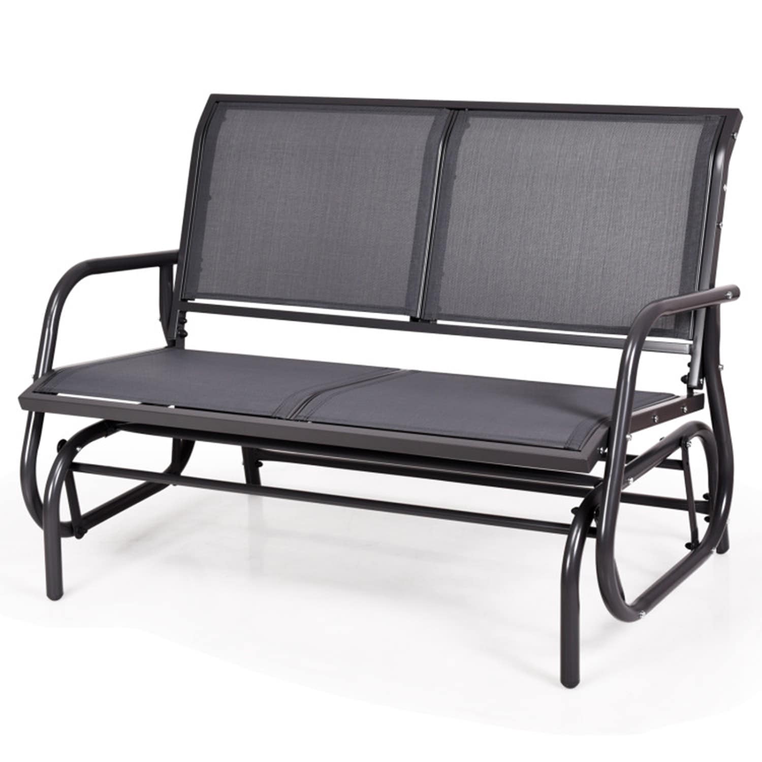 Mondawe 296OP-HY Gray Steel Frame Glider Rocking Chair with Gray Sling Seat