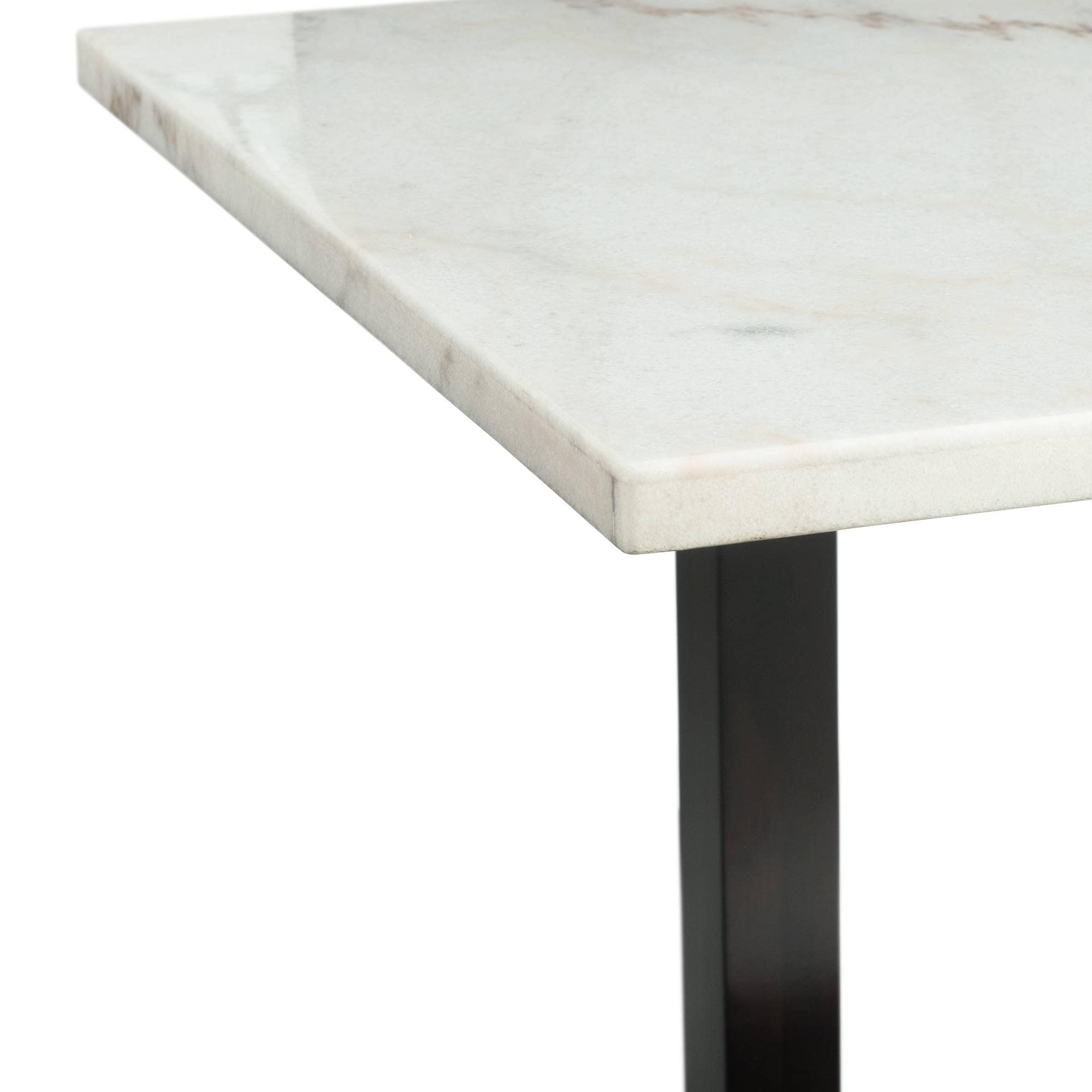 Florentina White Marble and Wood Rectangular Dining Table
