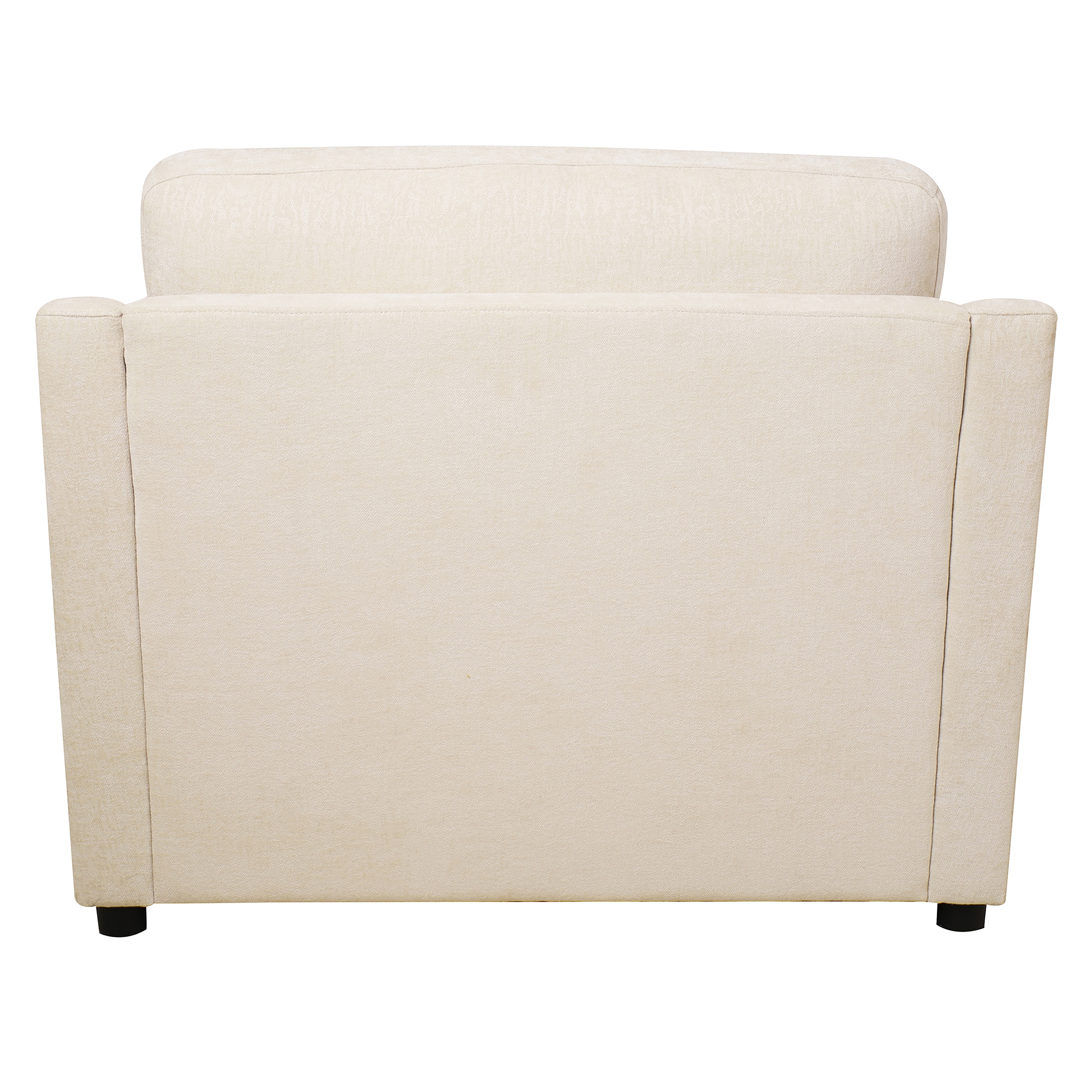 Beige Barrel Accent Chair with Wood Frame and Cushions