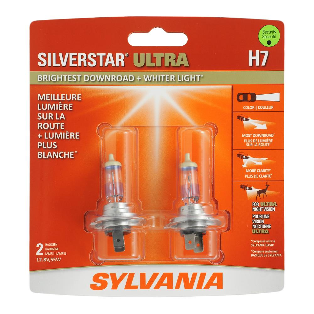 SYLVANIA H7 ULTRA Halogen Headlight Bulbs, 2 Pack - BRIGHTEST