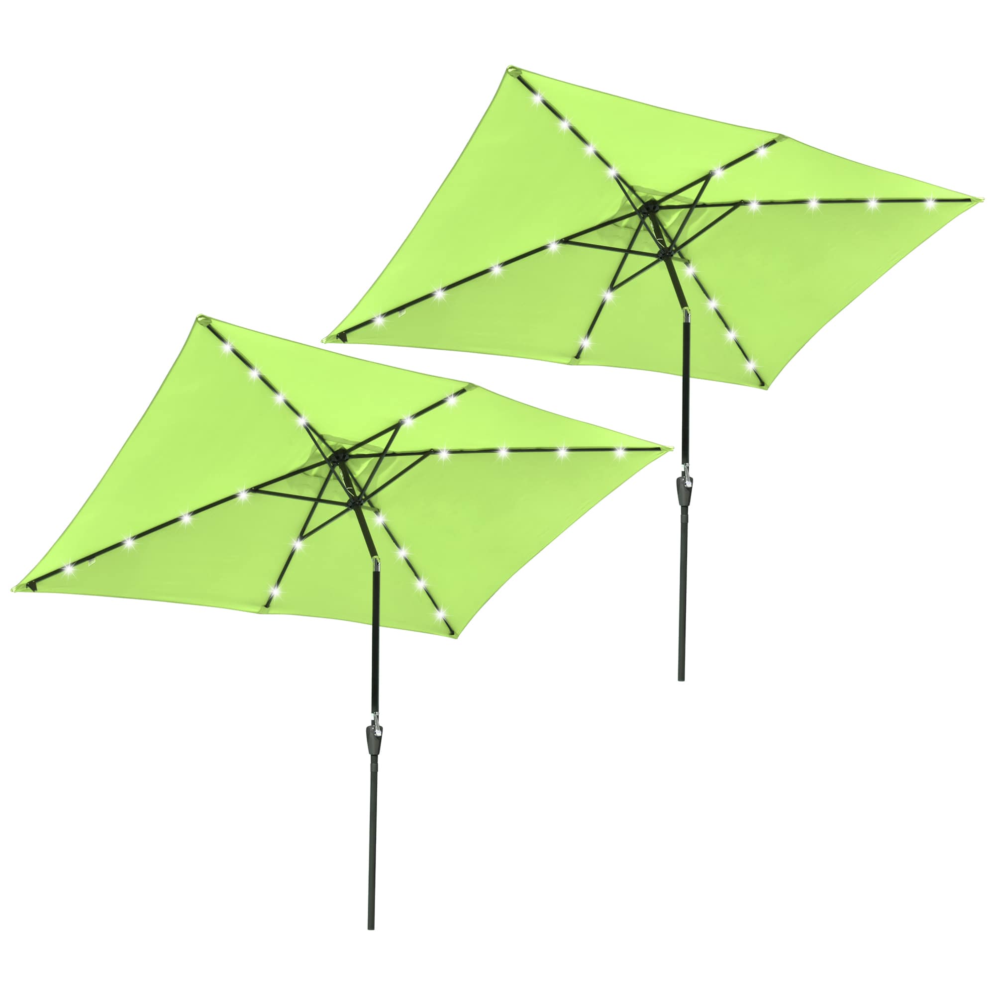 Yescom 07UMB011-10X6-B4X-LO 2 Pack of 10x6ft Rectangle Solar Power Patio Umbrella Outdoor LED Tilt Sunshade