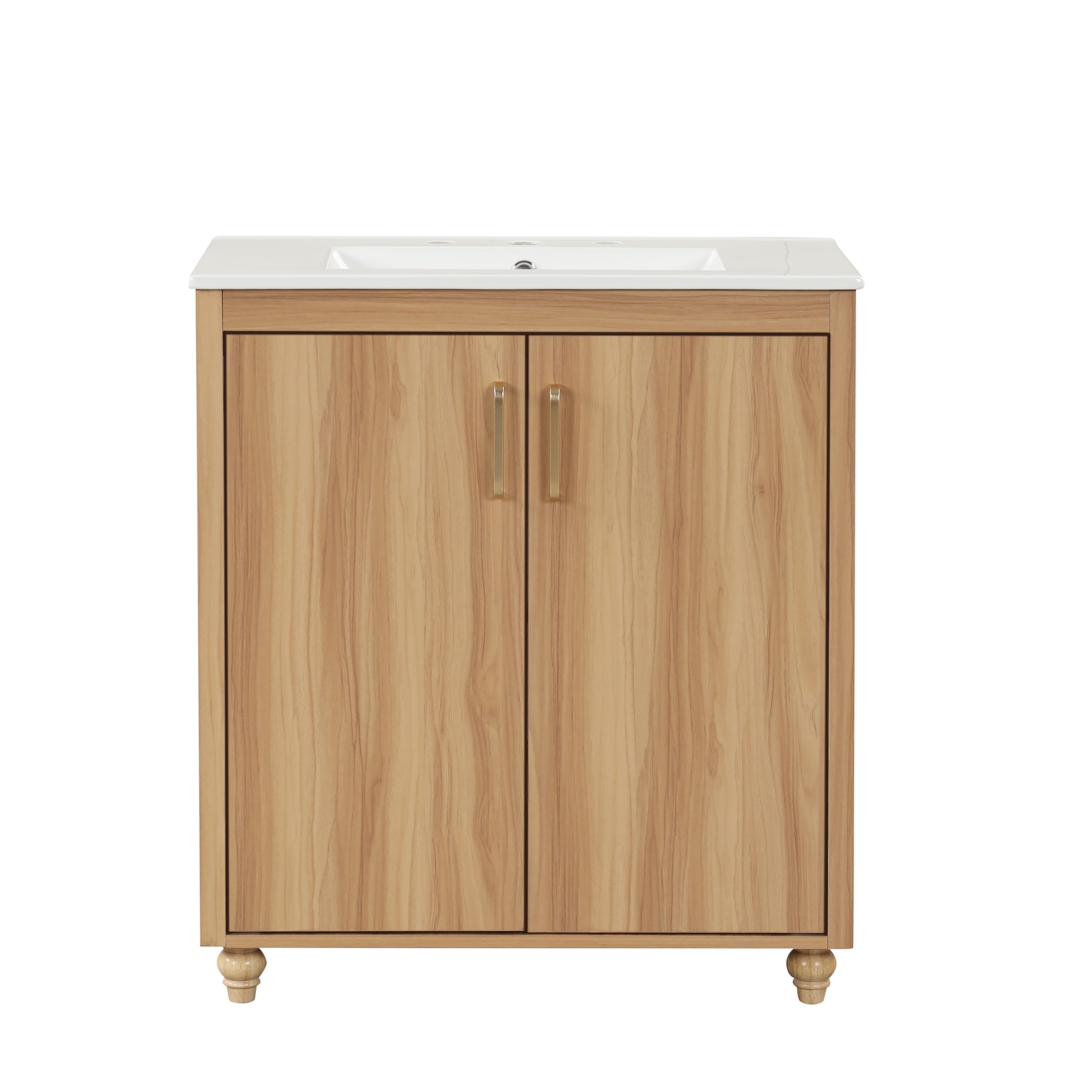 CASAINC 30-in Natural Undermount Single Sink Bathroom Vanity with White Ceramic Top