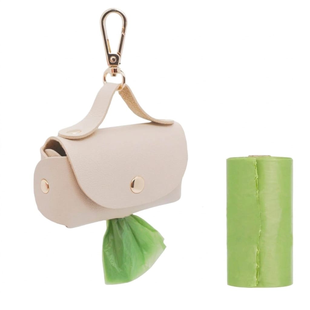 Etokfoks - Leather Dog Poop Bag Dispenser 3 5x2x1 6 in Portable Attaches to Leash Fits Standard ...