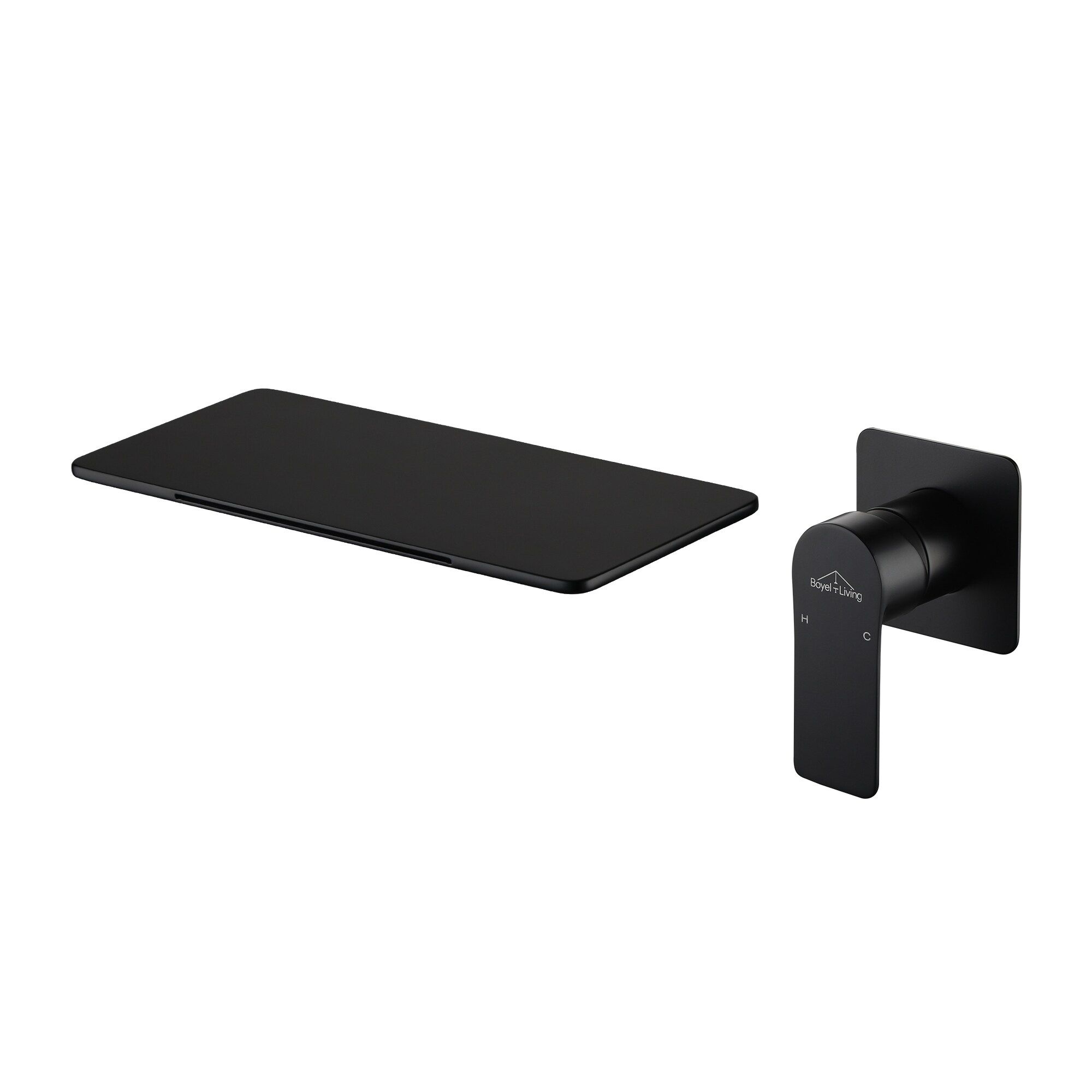 Clihome CSMD-BF24-15B Matte Black Wall-mount 1-handle Waterfall Commercial/Residential Handle Bathroom Sink Faucet