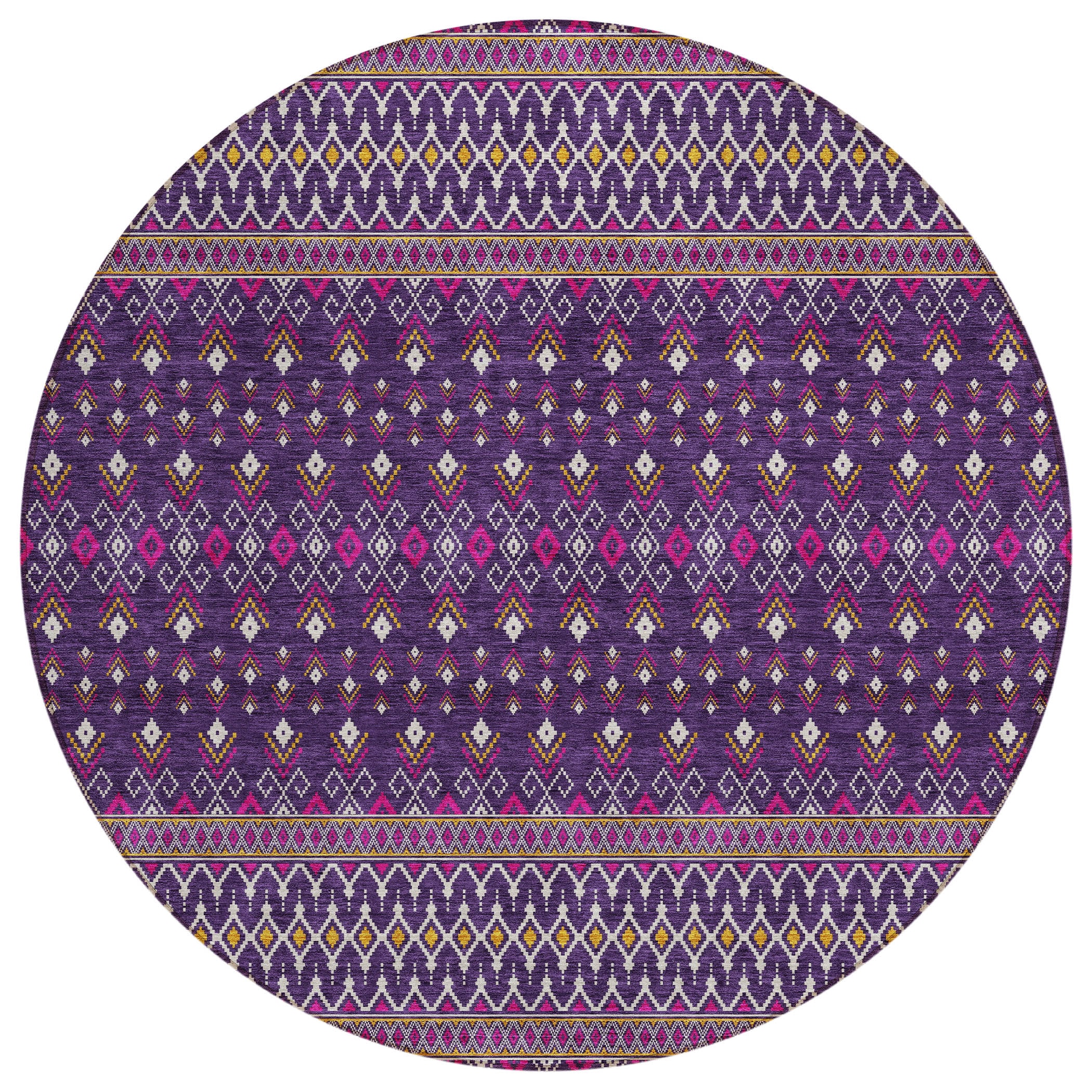 Addison Rugs ACN708PP8RO Chantille ACN708PP 8 x 8 (ft) Polyester Purple Round Indoor/Outdoor Geometric Machine washable Area rug