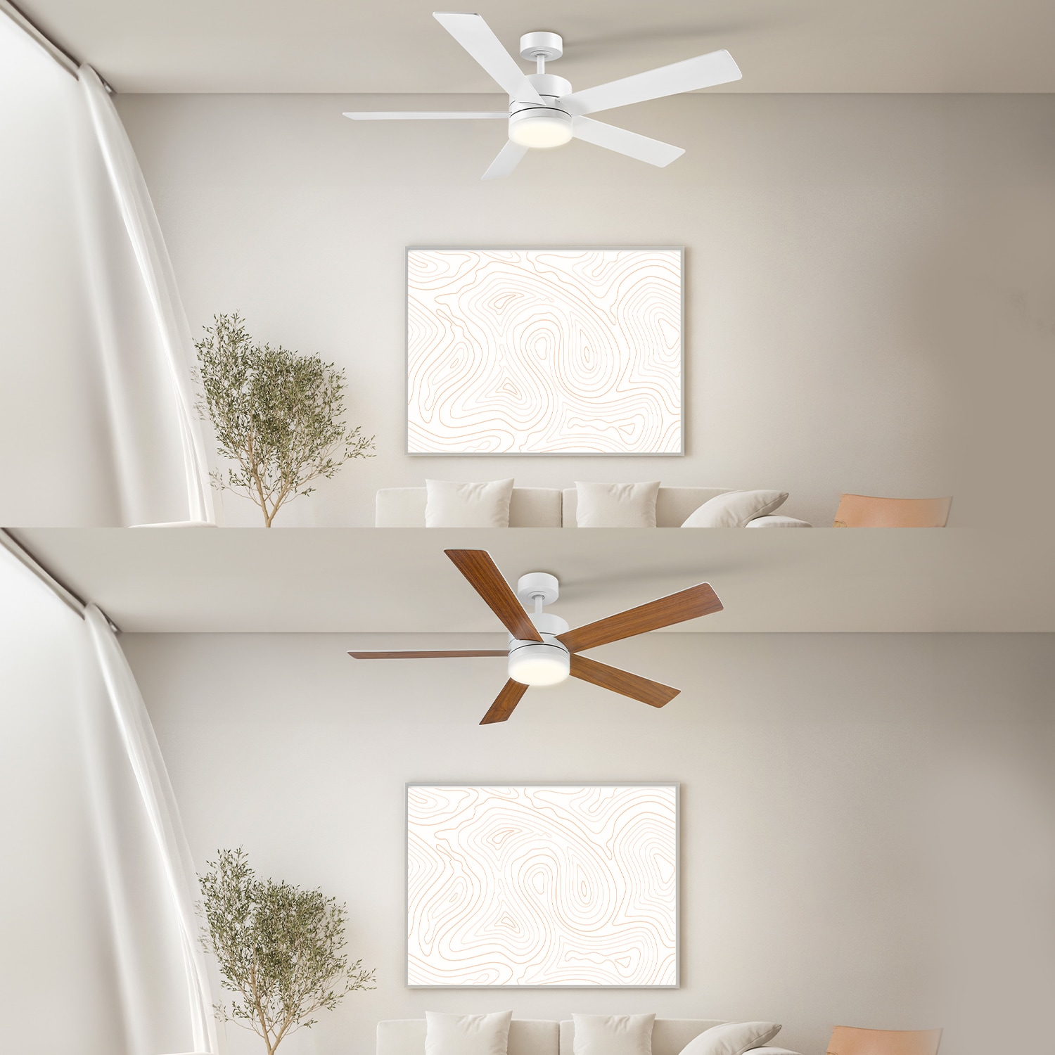Globe Electric 37000067 Dayton 52-in Color-Changing Integrated LED Outdoor Smart White with White Blades Ceiling Fan With Light - Remote Included ( 5 -Blade )