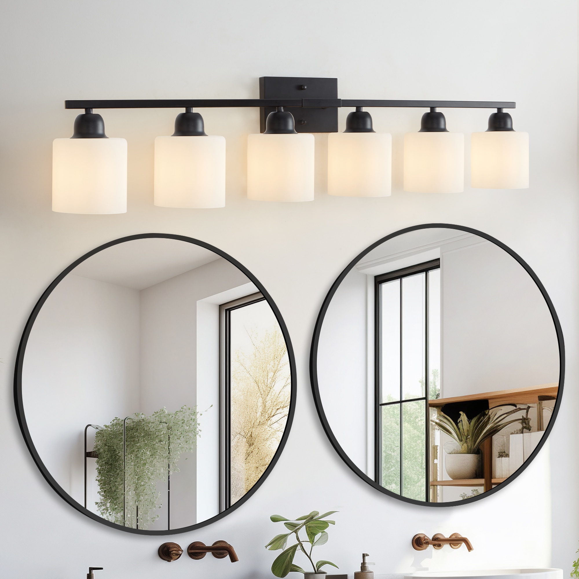 Tatayosi - 6-Light Black Vanity Lights 38inches Modern Bathroom Vanity Lighting Fixtures for Mirr...