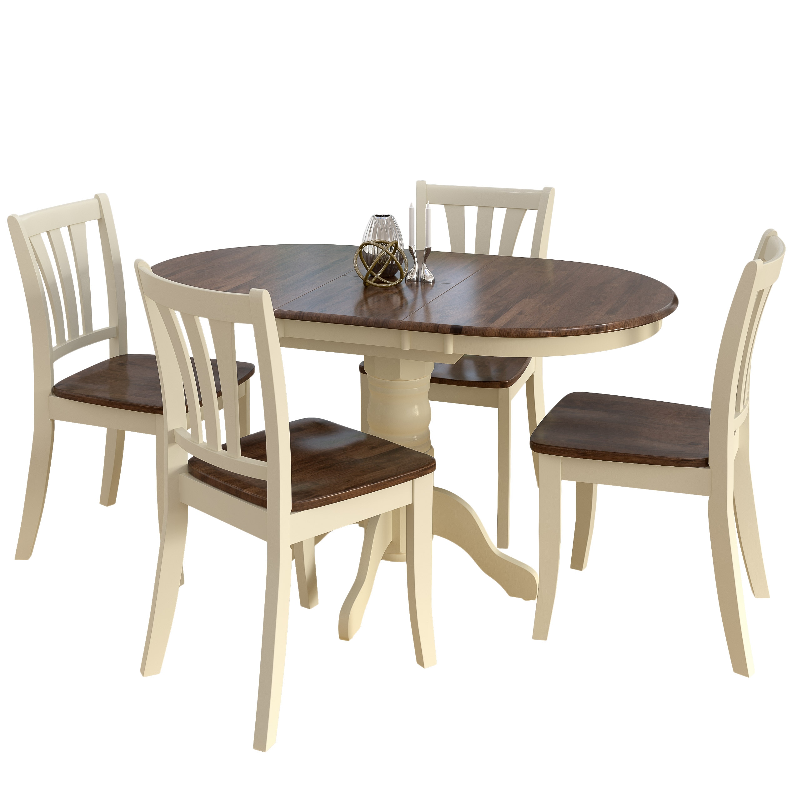 cream round extending dining table