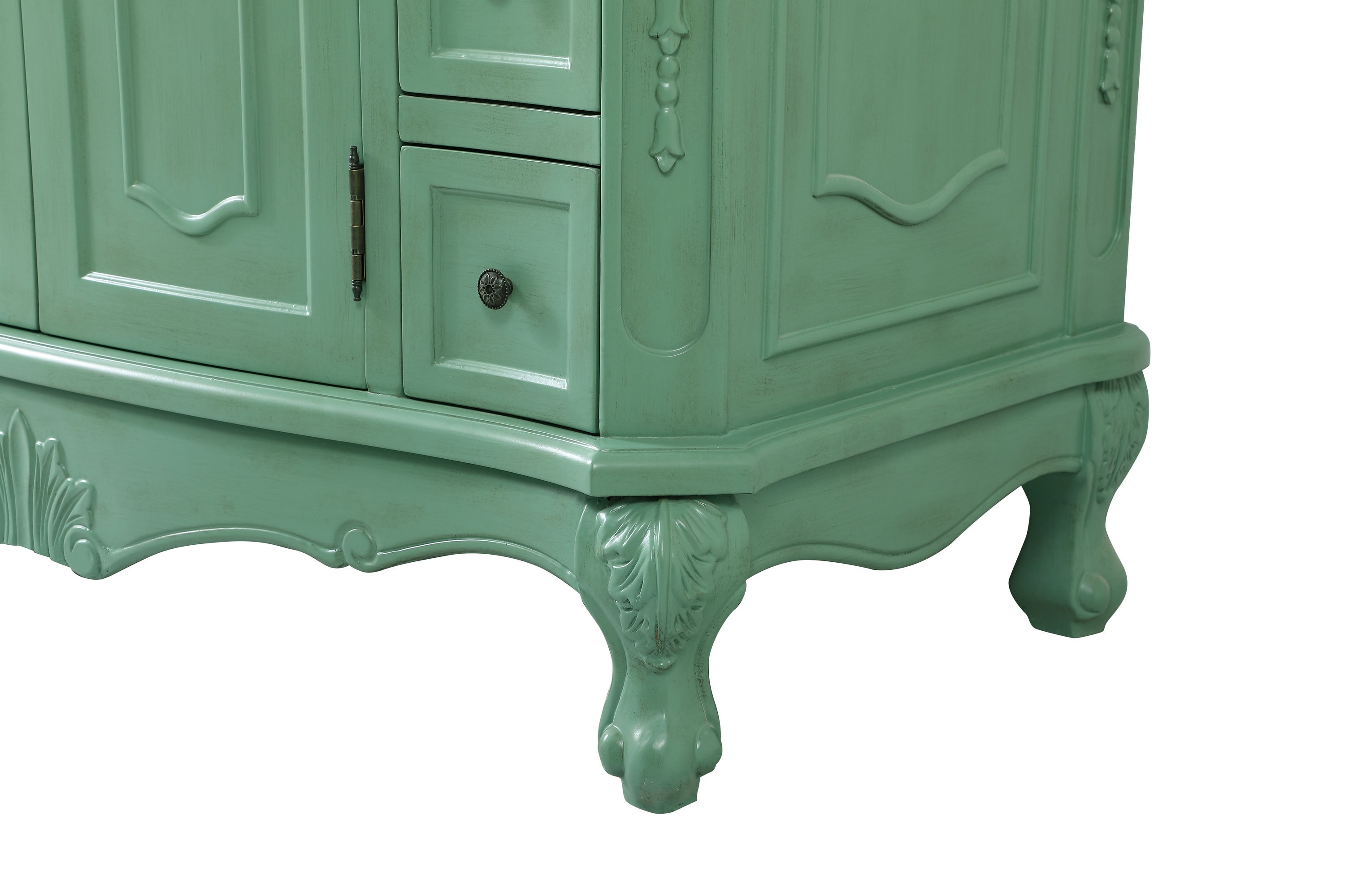 Vintage Mint Solid Wood Single Bathroom Vanity with Marble Top