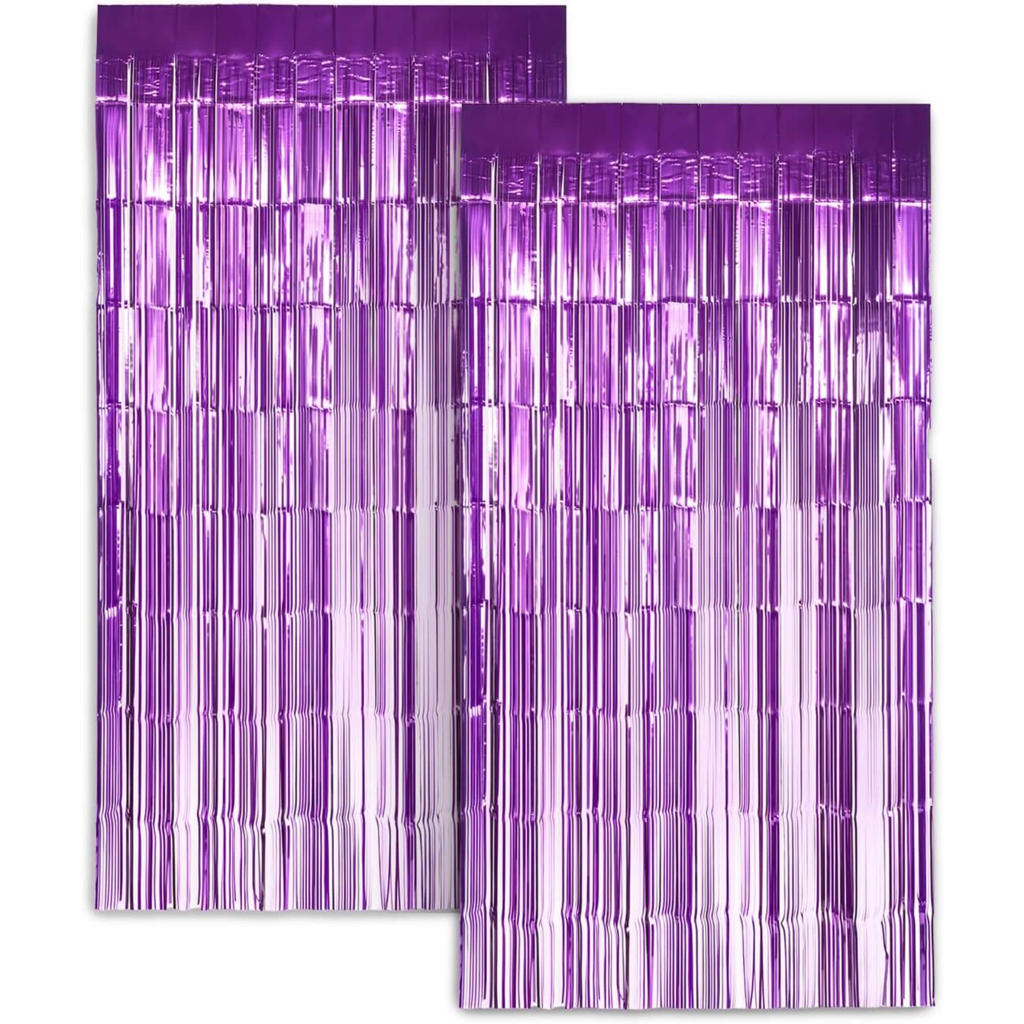 Foil Curtain Backdrop Purple Tinsel Streamers for Photo Booth Parties and Weddings 2 Pack #ZINKPBABGFCPR