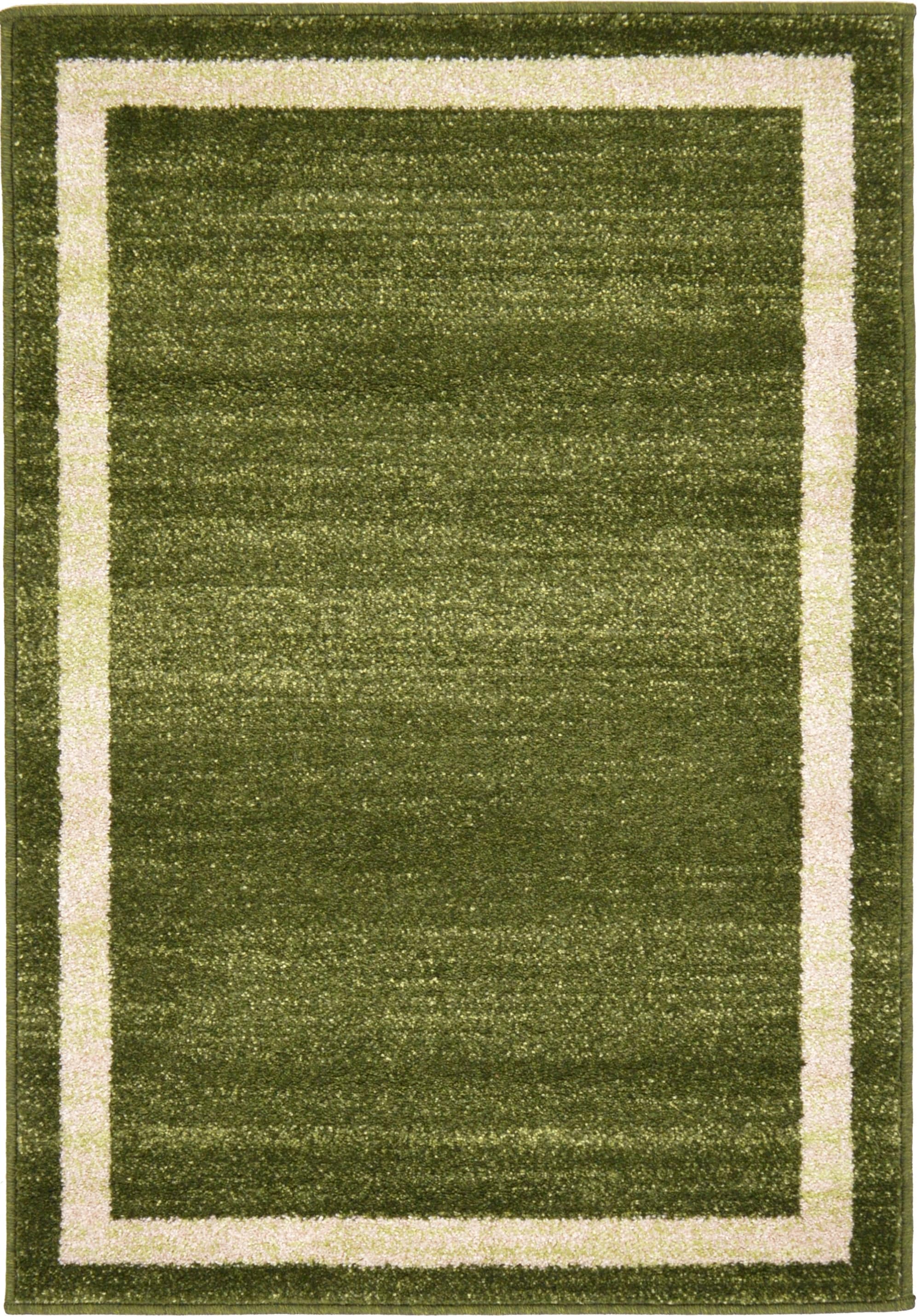 Unique Loom 3127367 Maria Del Mar 2 x 3 (ft) Loomed Polypropylene Green/Olive Rectangular Indoor Border Industrial Area rug
