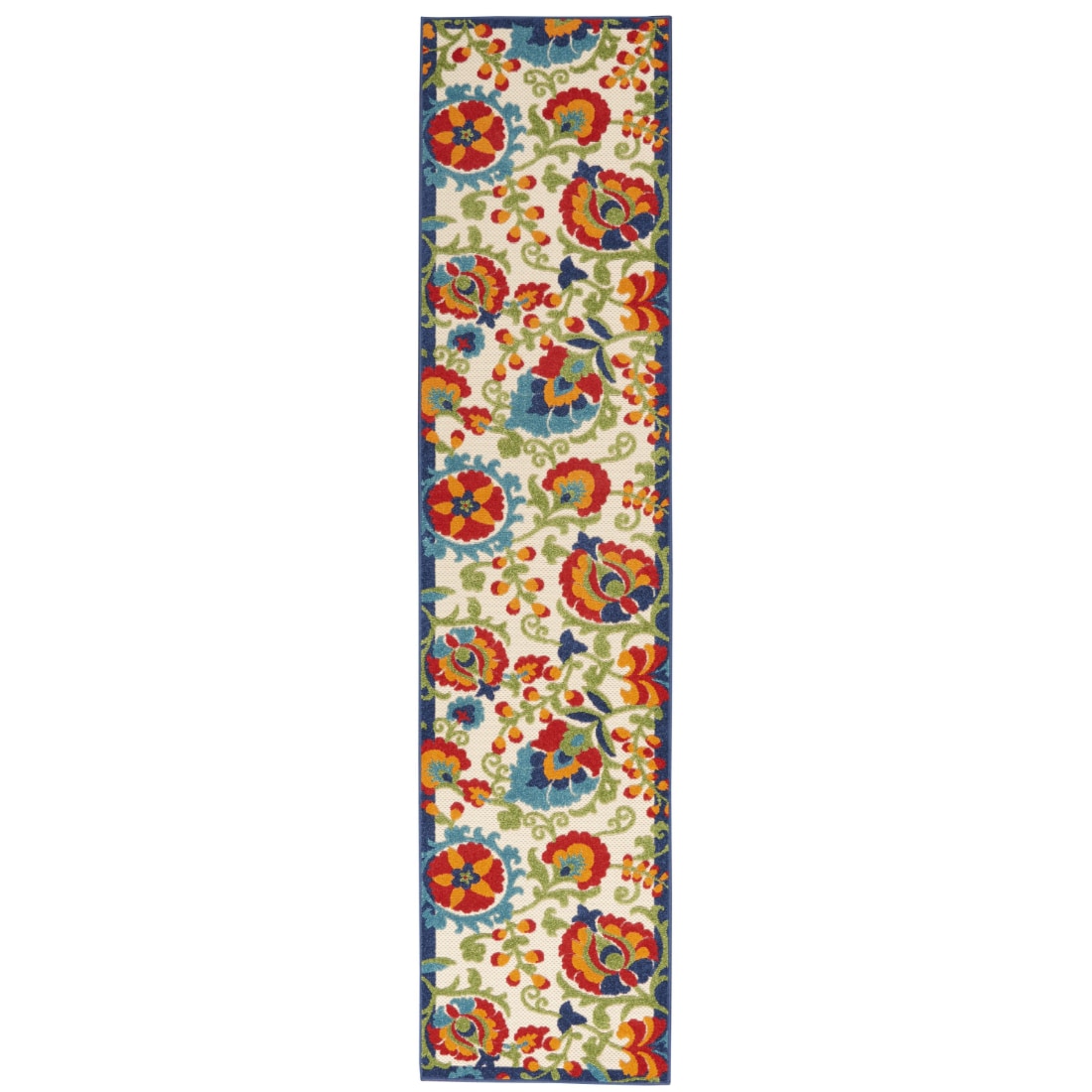 HomeRoots 4000384782 2 x 10 (ft) Polypropylene Multicolor Rectangular Indoor/Outdoor Floral Runner rug