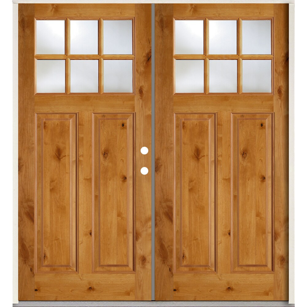 SIMPSON 72-in x 80-in Wood 1/4 Lite Left-Hand Inswing Prehung Double Front Door