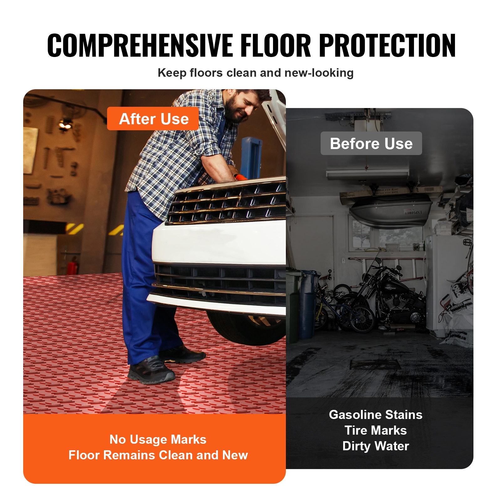 Red Polypropylene Interlocking Garage Flooring Tiles, 12'' x 12''