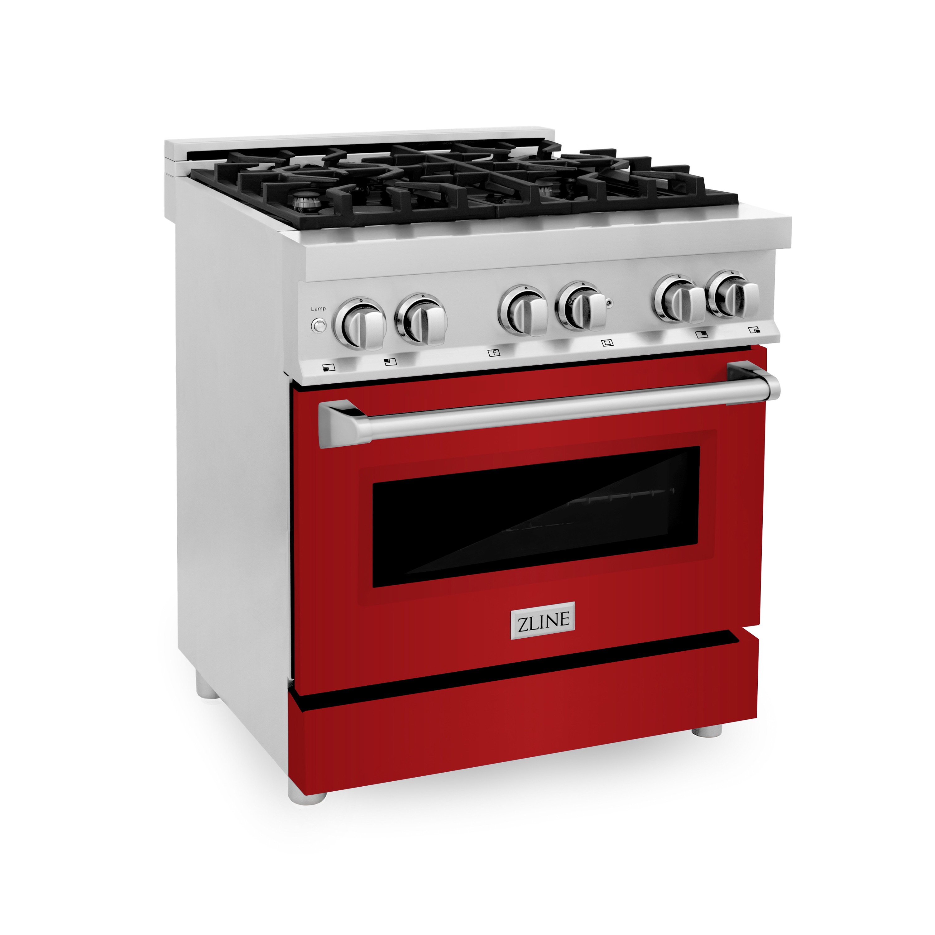 ZLINE KITCHEN & BATH Professional 30-in Deep Recessed 4 Burners Convection  Oven Freestanding Dual Fuel Range (Stainless Steel with Red Gloss Door) in  the Single Oven Dual Fuel Ranges department at