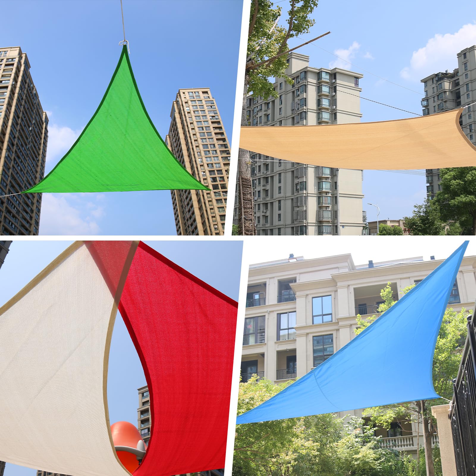 Aoibox 12 ft x 12 ft x 12 ft Triangle Sand 95 UV Block HDPE Shade Sail ...