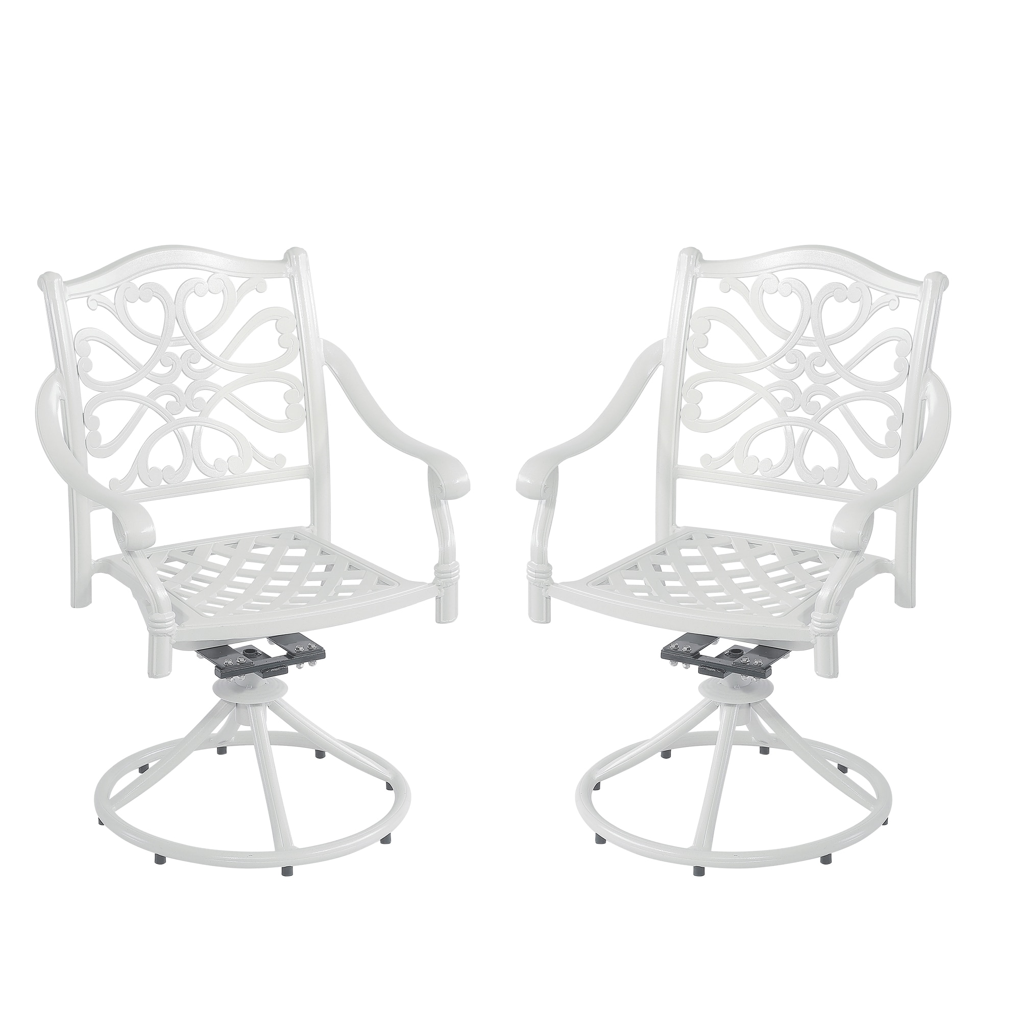 CASAINC BJC-WF-JW00183001 2-Piece Swivel Chair Set of 2 White Metal Frame Swivel Rocking Chair with Solid Seat
