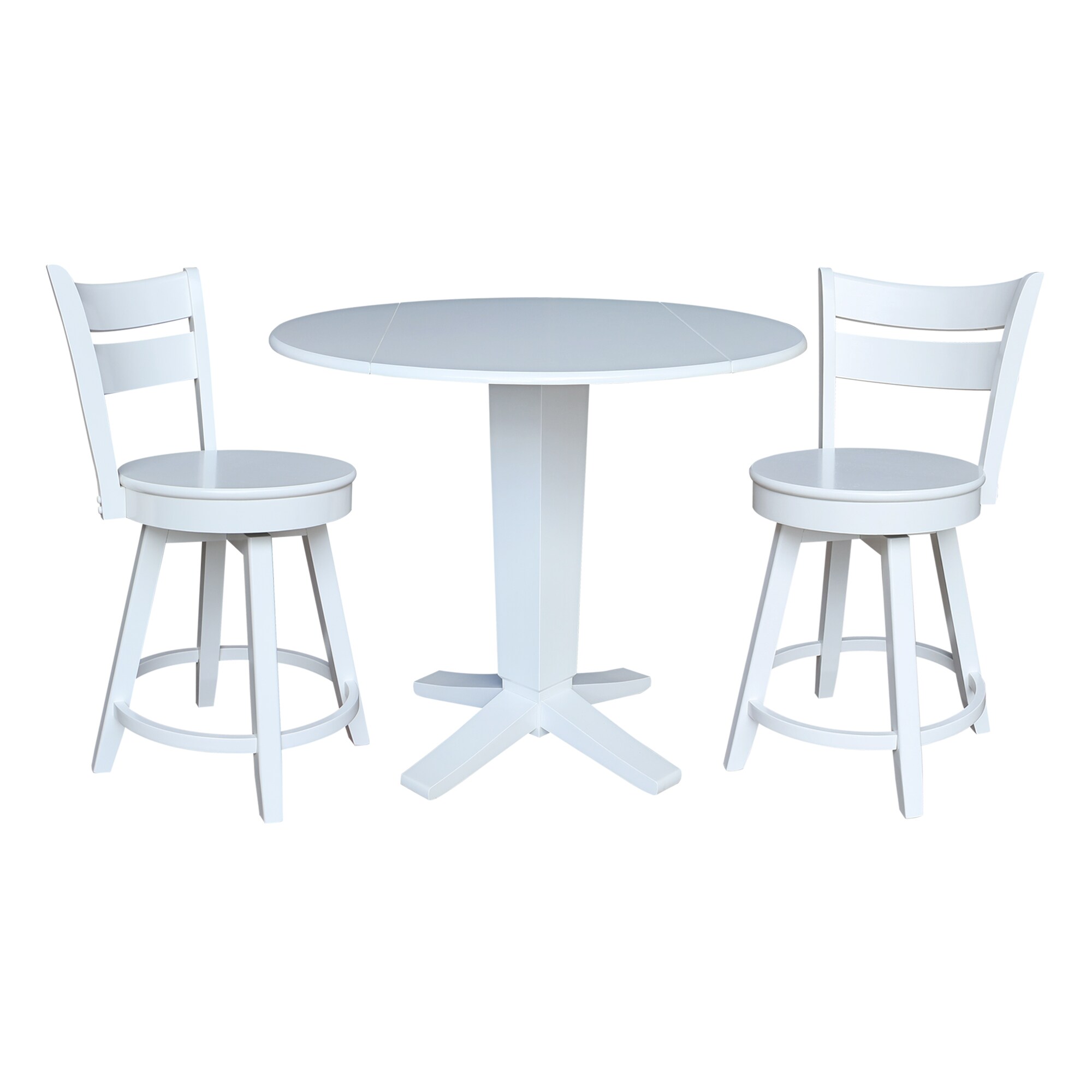 International Concepts K08-42DPT-23-S800SW2 White Traditional Dining Room Set with Round Table ( Seats 4 )