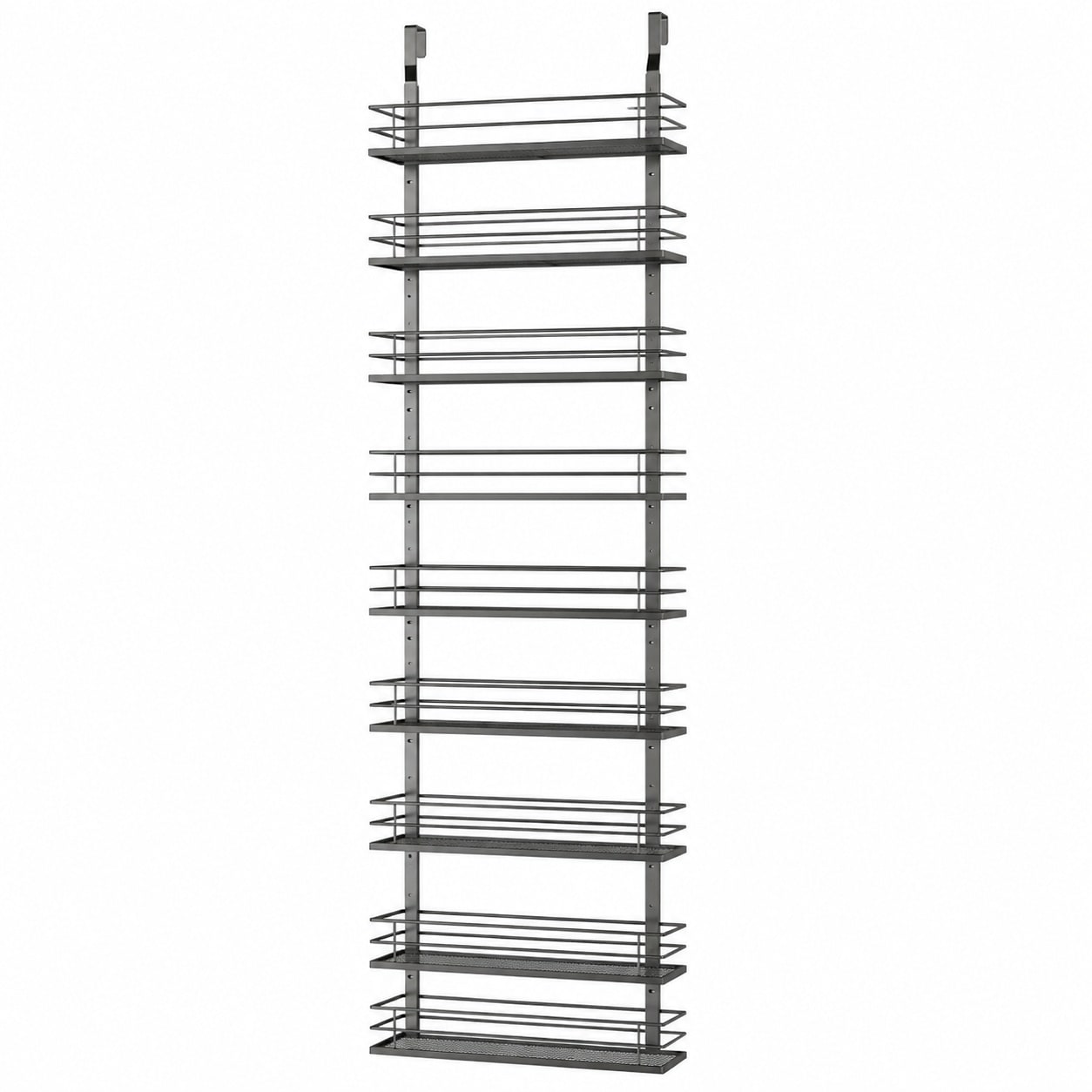 Etokfoks  9 Shelf Black Multi Functional Over Door Organizer Durable Metal Hanging Storage Rack for Pantry and Kitchen