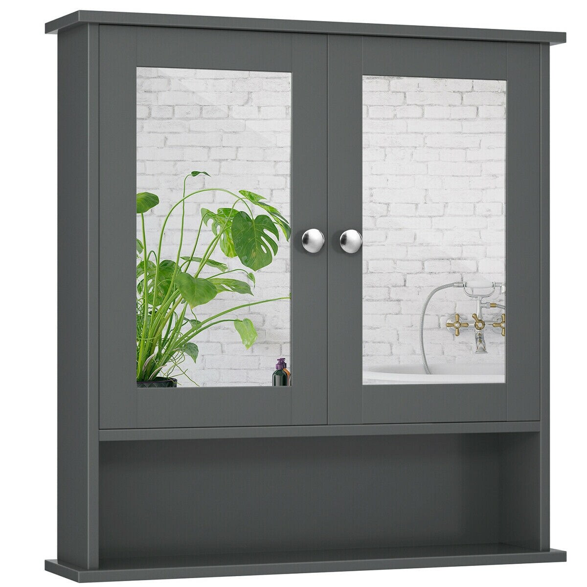 Forclover HYFC-BA396GR Bathroom-Wall-Cabinets - View #3