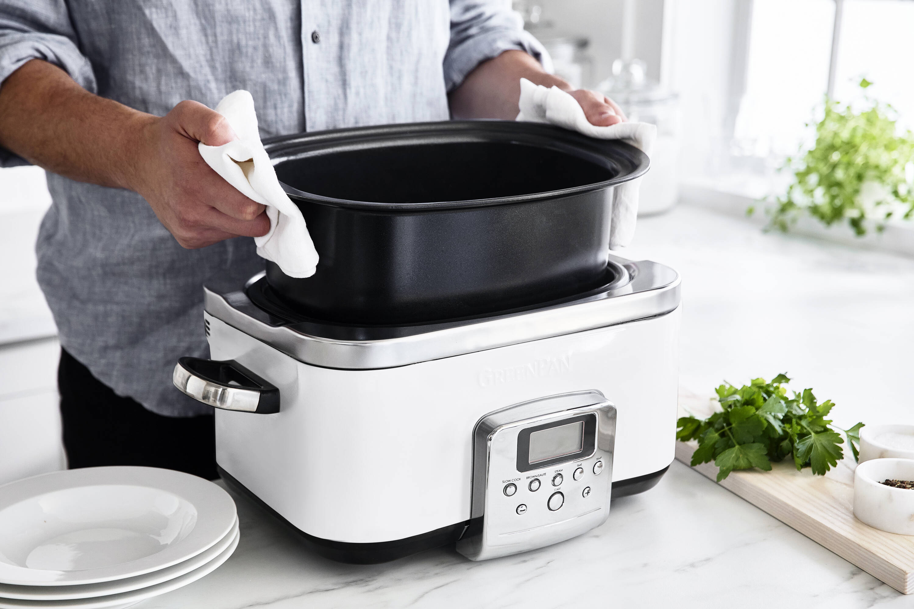 Greenpan GreenPan Ceramic Nonstick 6qt Slow Cooker Cloud Cream - Induction  Compatible - Dishwasher Safe in the Cooking Pots department at
